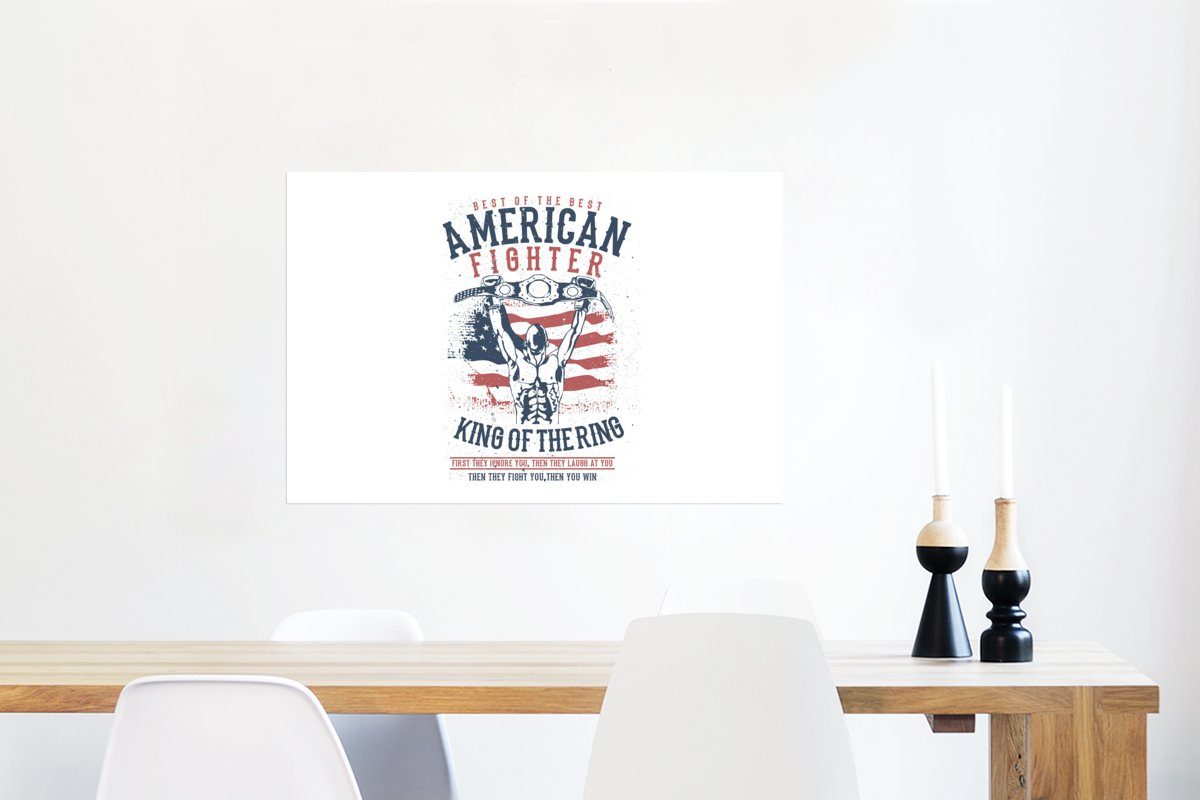 Boxen MuchoWow (1 - - Ohne Amerika Poster, Altmodisch, Wandposter für Wandbild, Wohnzimmer, St), Poster - Mancave Rahmen