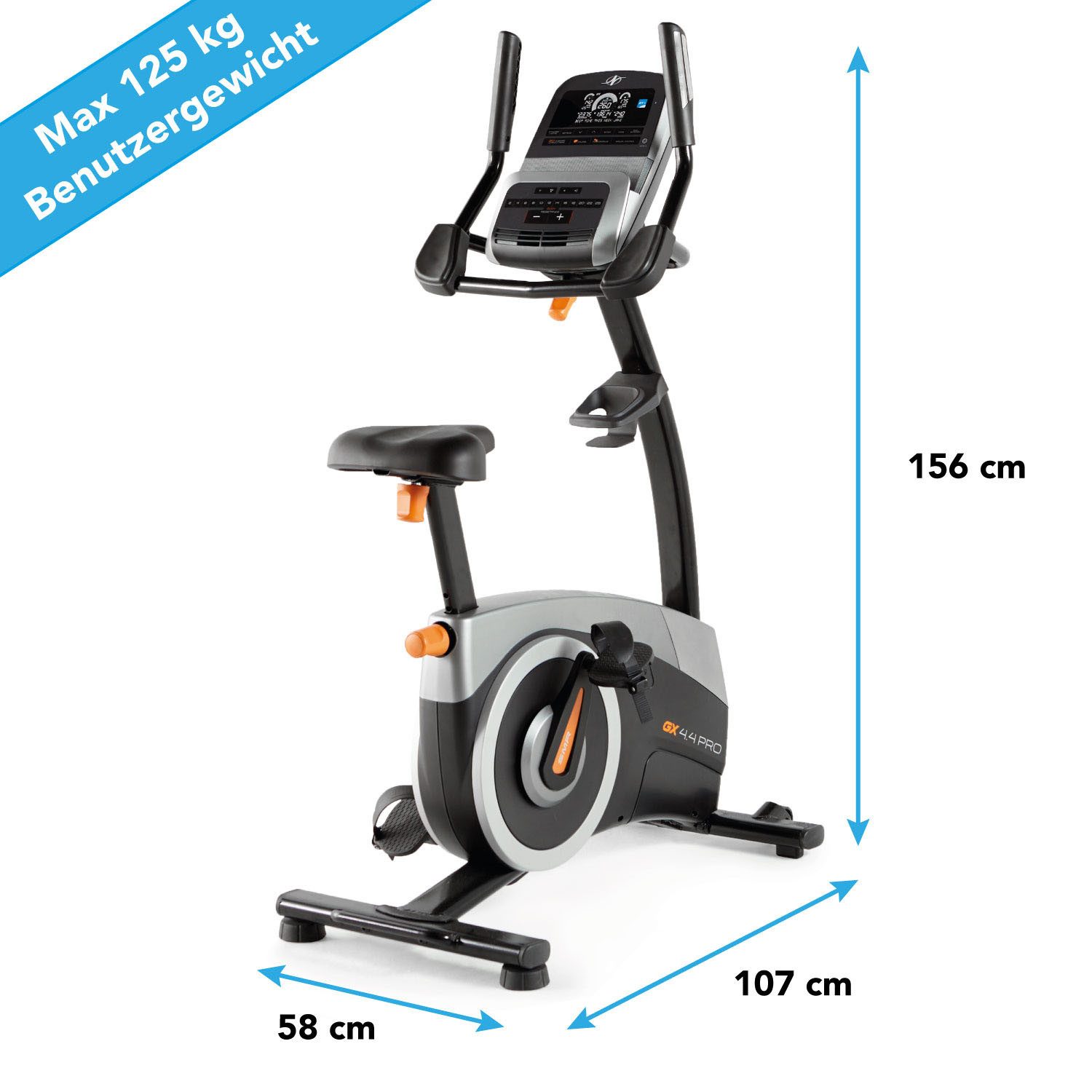 NordicTrack Heimtrainer GX 4.4 Pro (mit integr. Lautsprechern), 125 kg max. Benutzergewicht, Fahrrad, 25 Widerstandsstufen