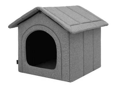 Bjird Tierhaus Hundehütte aus Kunstleinen für kleine mittelgroße und große Hunde, bei 30 Grad waschbar - krazfest - mit abnehmbarem Dach - made in EU