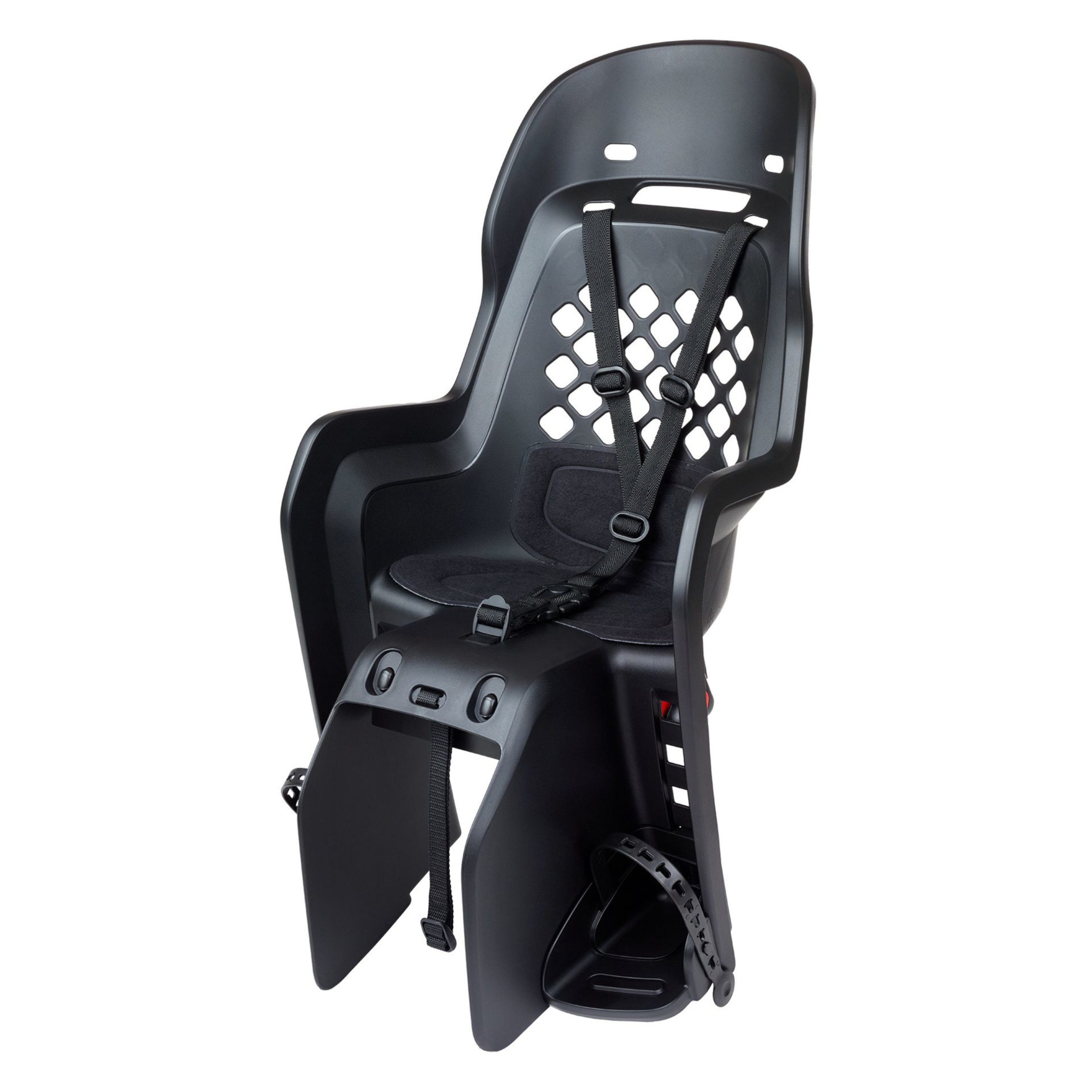 Polisport Fahrradkindersitz Joy Black Serie 75102107 Gepäckträgerbefestigung, 3-Punkt-Gurt, ab: Maximales Kindergewicht: 35 kg, Mindestgröße ca. 110 cm