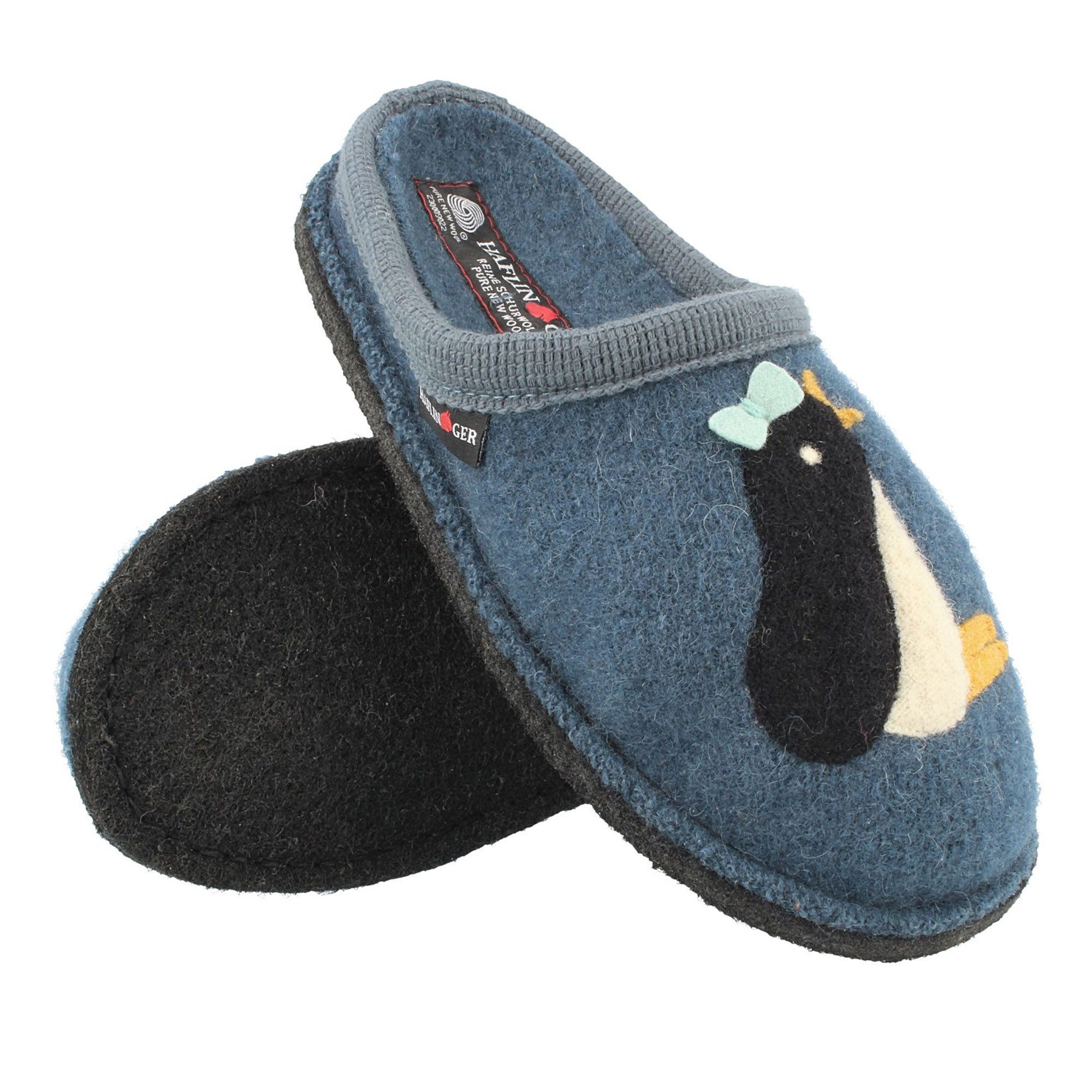 Haflinger Flair Pingu Pantoffeln gewalkter aus Wolle Pinguin Unisex Hausschuh – Bild 2 von 3