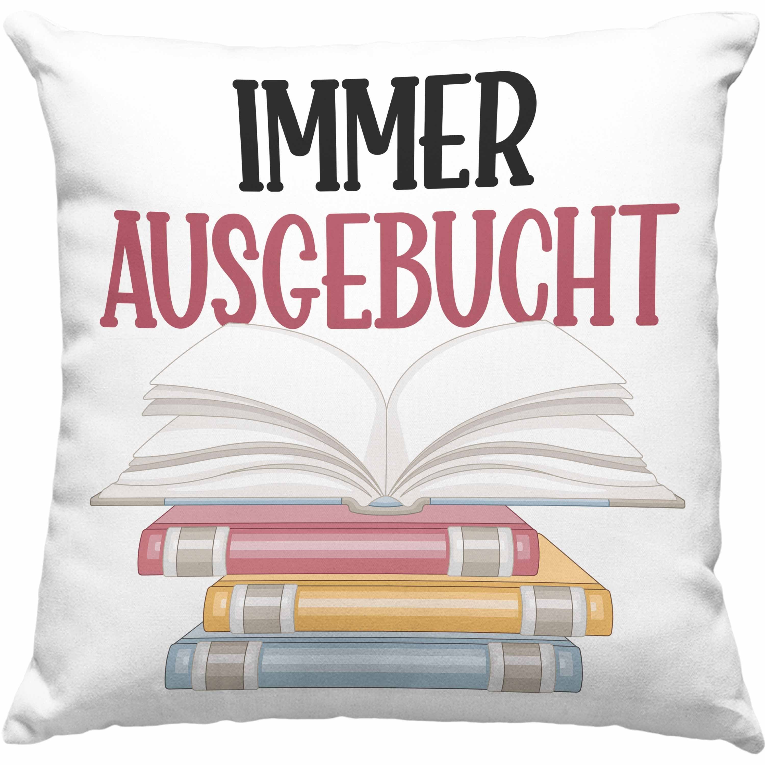 Geschenk Leser Trendation Bücher Kissen Dekokissen Blau Immer mit Ausgebucht Buch Lesen Leseliebhaber - Dekokissen Füllung Trendation 40x40