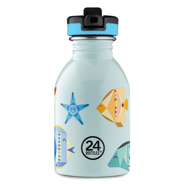 24 Bottles Schulranzen 24Bottles Edelstahl Trinkflasche Sea Friends 0 25 l mit Open-Close-Strohhalm (1 Edelstahl Kindertrinkflasche) Edelstahl Kindertrinkflasche nachhaltig