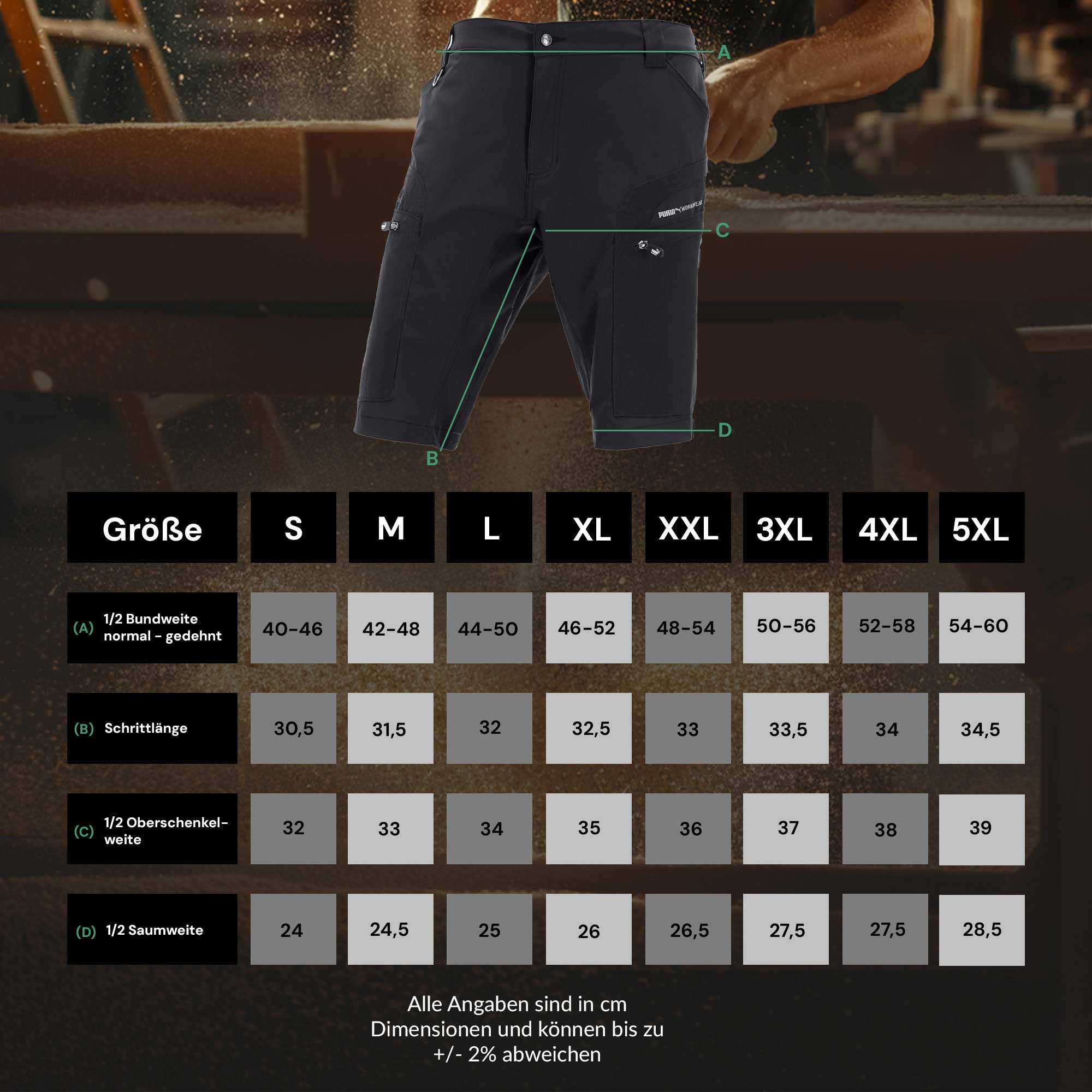 PUMA Workwear Trekkinghose PRO ONE ADVENTURE Outdoor Shorts Herren - Mit D-Ring - 4-Wege Stretch Robuste Wanderhose Herren kurz - Outdoor Hosen Herren