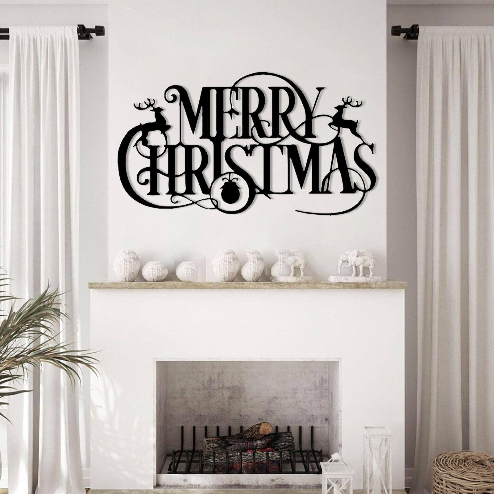 Jumpeak Wanddekoobjekt wanddekoration metall,Weihnachtsdekorationen,Frohe Weihnachten,wallart (weihnachts deko), wanddekoration wohnzimmer,Metallverzierung,Elch,4 Farben