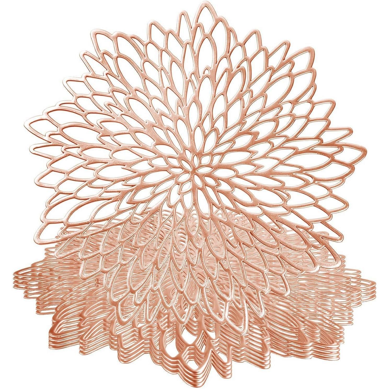 LuxusKollektion Platzset Platzsets Rund Rosa-Gold 4er Set Ø38cm, (4-St)