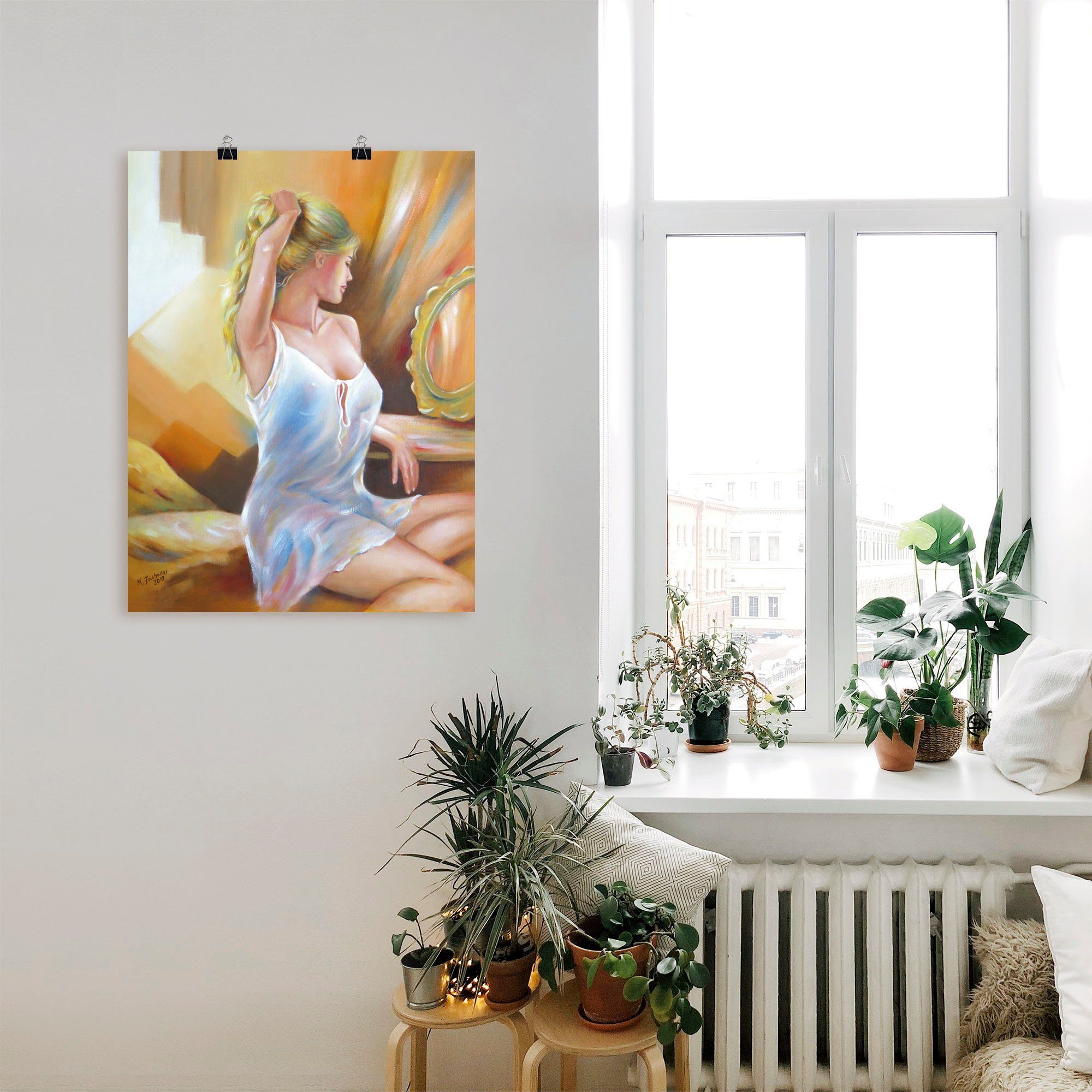 Artland Wandbild Sexy Frau am Spiegel, günstig online kaufen