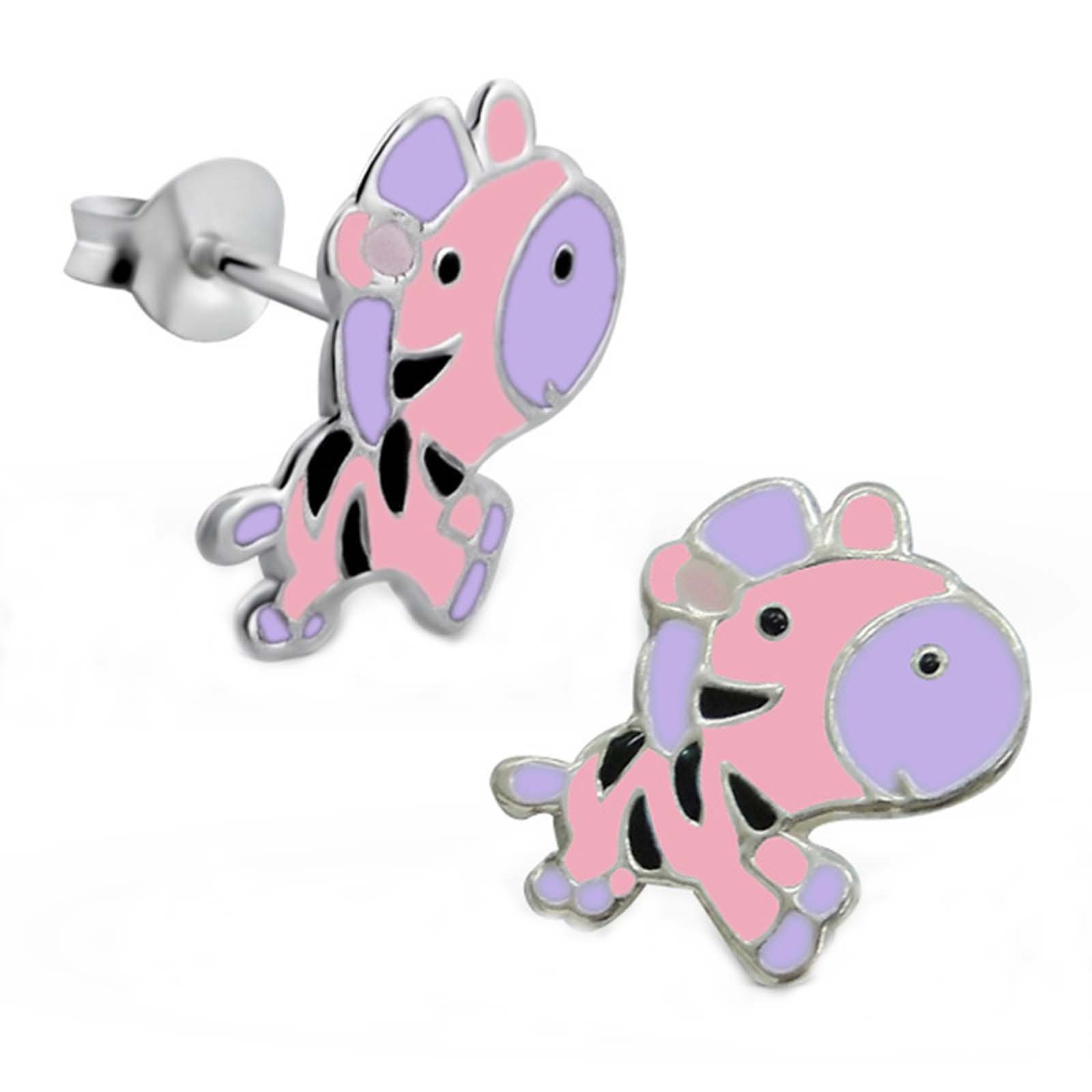 Silberohrringe Ohrstecker Zebra Silber, 925 Kinder Mädchen Paar echte Geschenk Ohrringe Kinderschmuck schmuck23