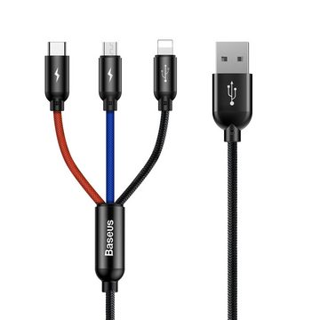 Baseus Drei Primärfarben 3-in-1 Kabel USB Für M+L+T 3,5A 1,2m Schwarz USB-Kabel