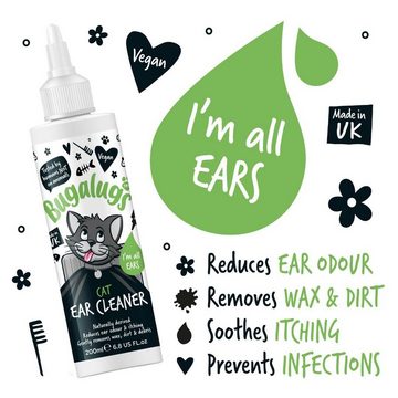 Bugalugs Fellpflege Bugalugs Katzen Ohrreiniger Ear Cleaner beruhigend, 200 ml, (1-St), Ohrpflege, für alle Haustiere, Erste Hilfe für Haustiere