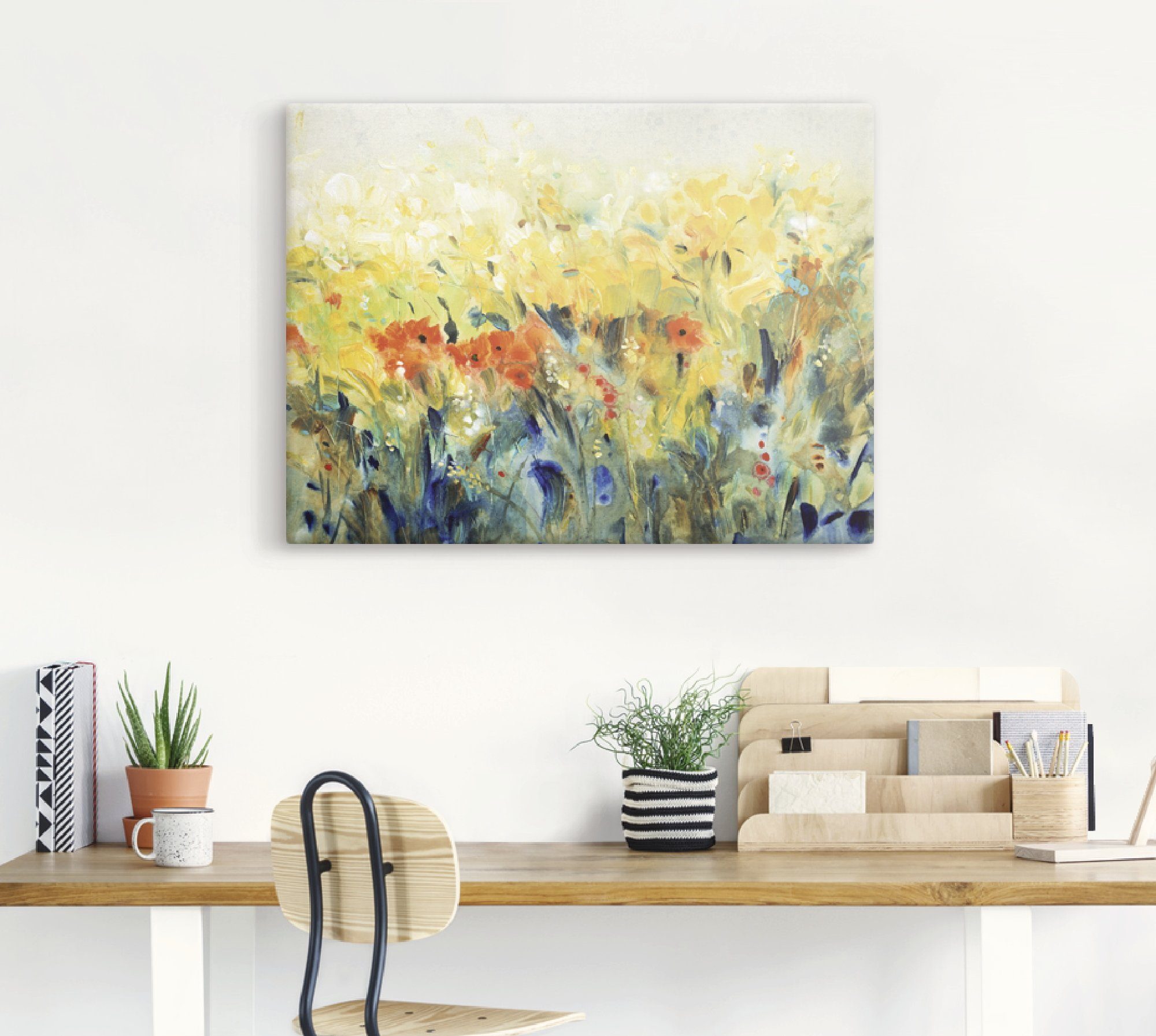 Artland Leinwandbild Schwingende Blumen II, Blumenwiese (1 St), auf Holzrahmen gespannt