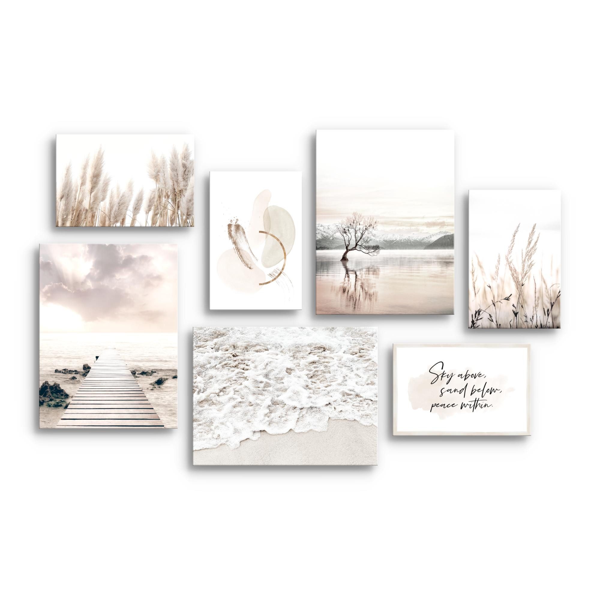 Novart Wandbild Boho Natur Blumen Beige - KOMPLETT AUFHÄNGFERTIG, Strand günstig online kaufen