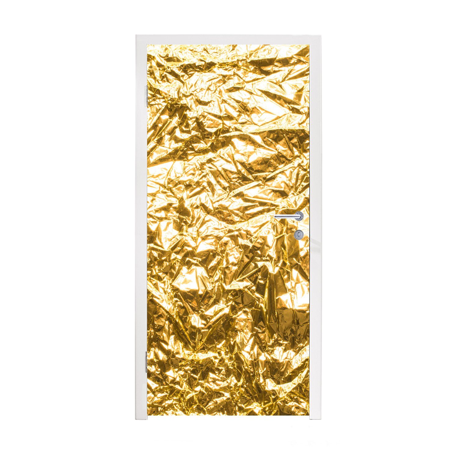 MuchoWow Türtapete Goldfolie mit faltiger Textur, Matt, bedruckt, (1 St), Fototapete für Tür, Türaufkleber, 75x205 cm