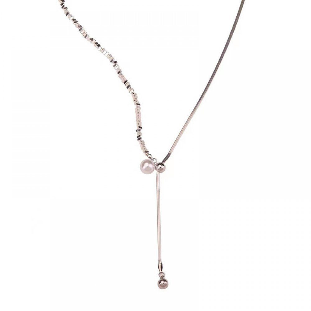 Invanter Kette Anhänger mit Damen-Halskette gebrochenen undschlichte Silberperlen (1-tlg), Verstellbare mit Geschenkbox ink
