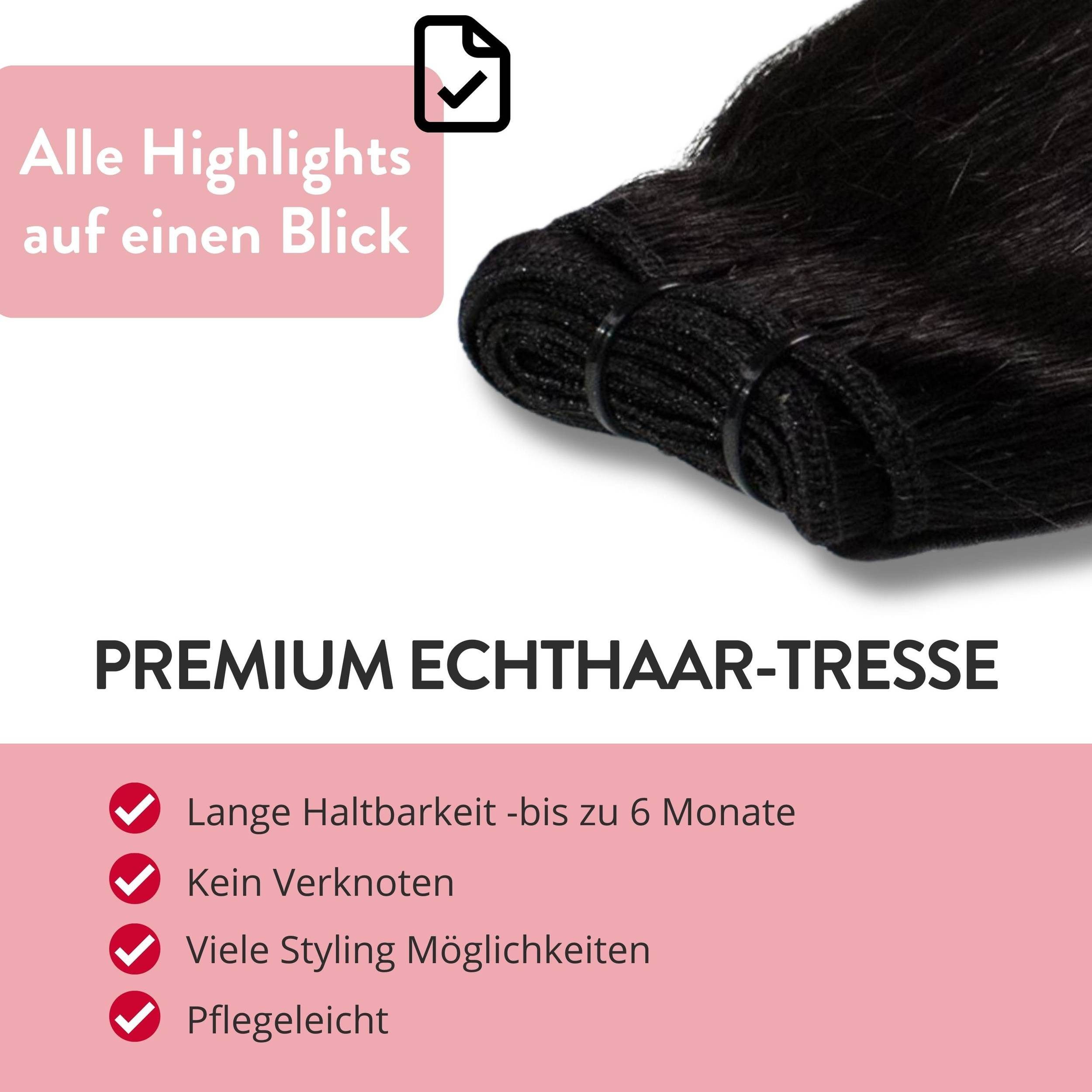hair2heart Echthaar-Extension Premium Echthaartresse #4/0 Dunkelbraun 40cm