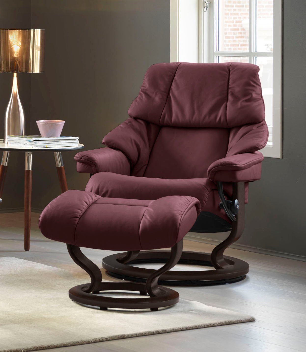 Stressless® Relaxsessel Reno (Set, Relaxsessel mit Hocker), mit Hocker, mit Classic Base, Розмір S, M & L, Gestell Braun