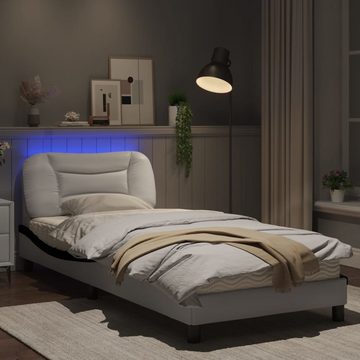 vidaXL Bett Bettgestell mit LED Weiß und Schwarz 90x200 cm Kunstleder