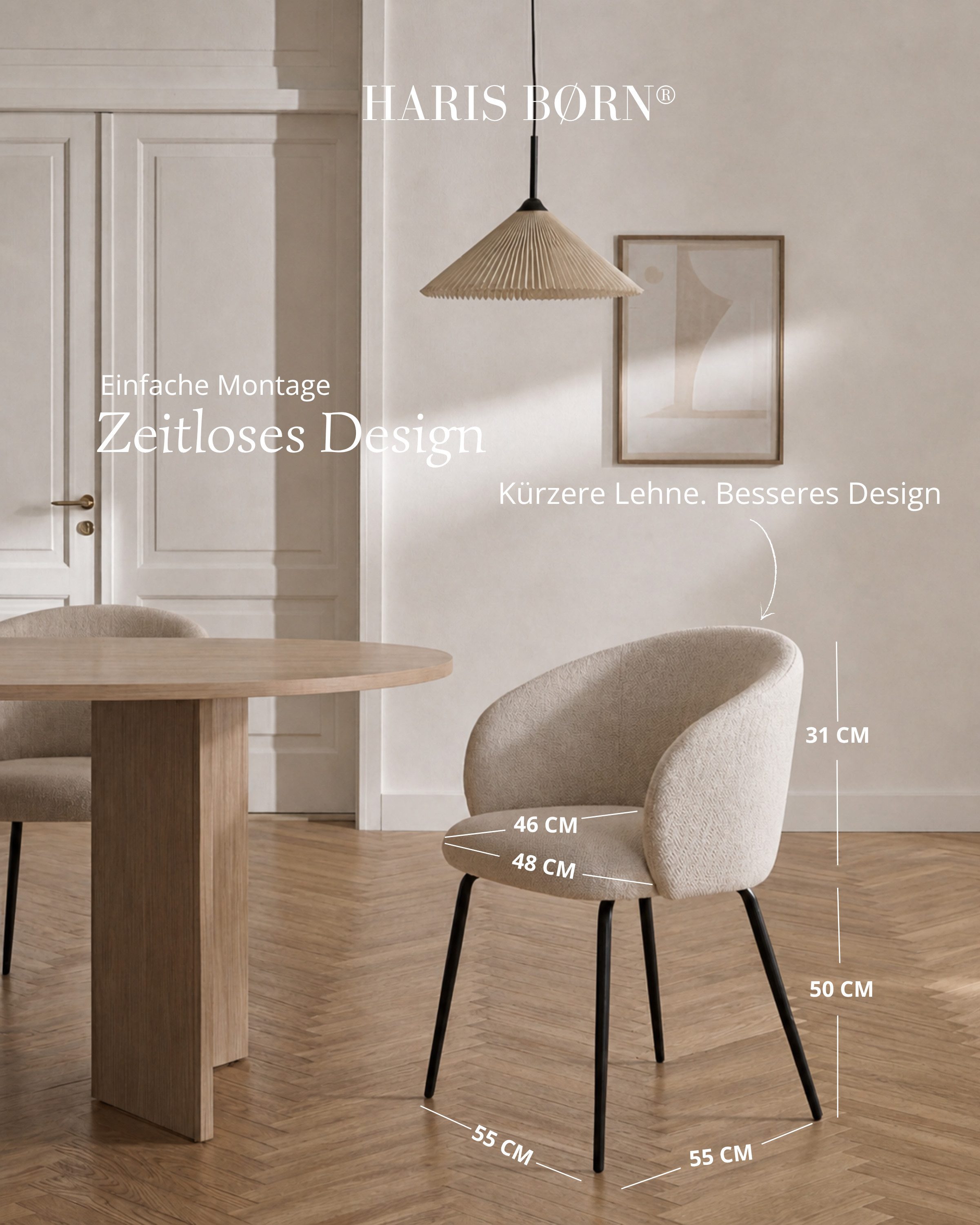 Haris Børn Esszimmerstuhl mit Armlehnen - Hochwertige Polsterstühle für Esszimmer (Set, 2 St), Premium Esszimmer Stühle & Wohnzimmer Stühle