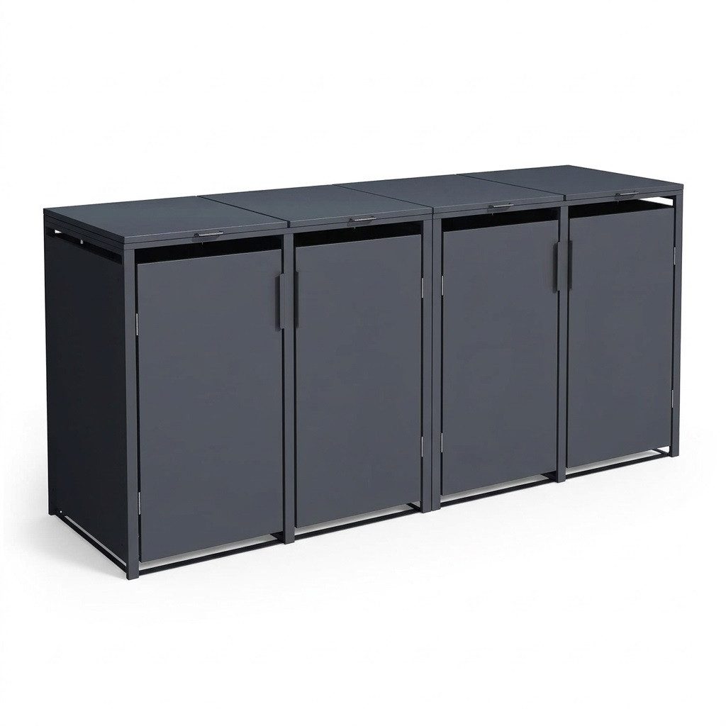 INTERGARDEN Mülltonnenbox Mülltonnenbox 4er, 120/240 Liter, aus Stahl, Anthrazit
