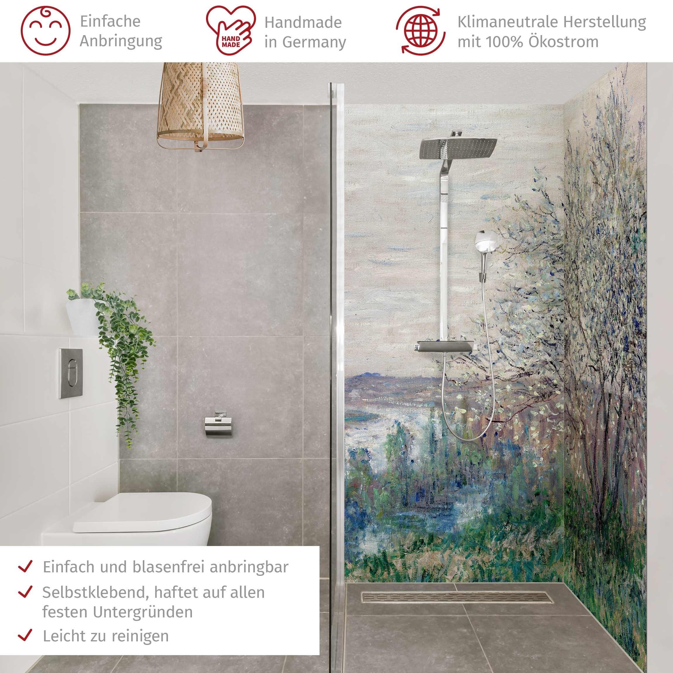 Thumbnail - Bilderdepot24 Badrückwand Wald beige Duschrückwand ohne Bohren Dusche Motiv Natur, (2-tlg., Hart-Folie Smart matt 0,35 m...