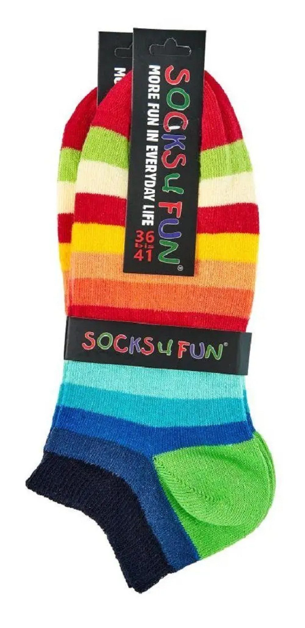 Socks 4 Fun Sneakersocken Socks 4 Fun Sneaker Bunte Streifen (2-er Bündel, 2-Paar, 2 Paar) lustiges Design
