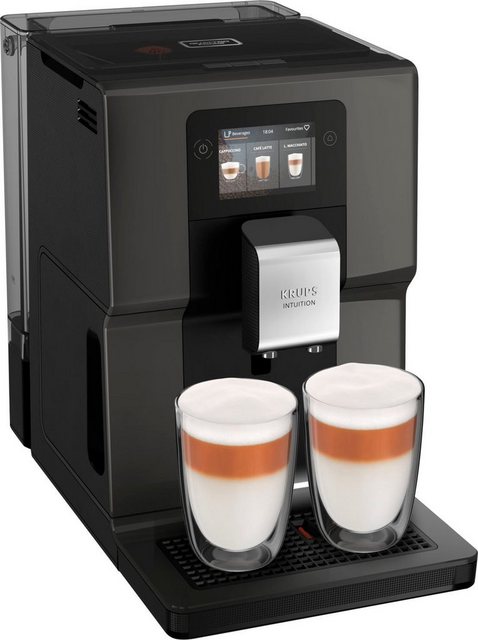 Krups Kaffeevollautomat EA872B Intuition Preference, mit Smartphone-ähnlichem 3,5"-Farb-Touchscreen, intuitive farbige Lichtanzeigen, 11 personalisierbare Getränke