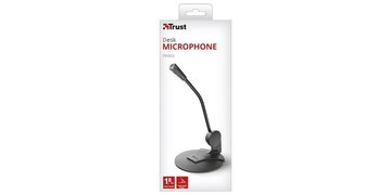 Trust Standmikrofon Primo Tisch-Mikrofon Desktop Mic Ständer für PC schwarz, Omnidirektional,3,5 mm Klinke