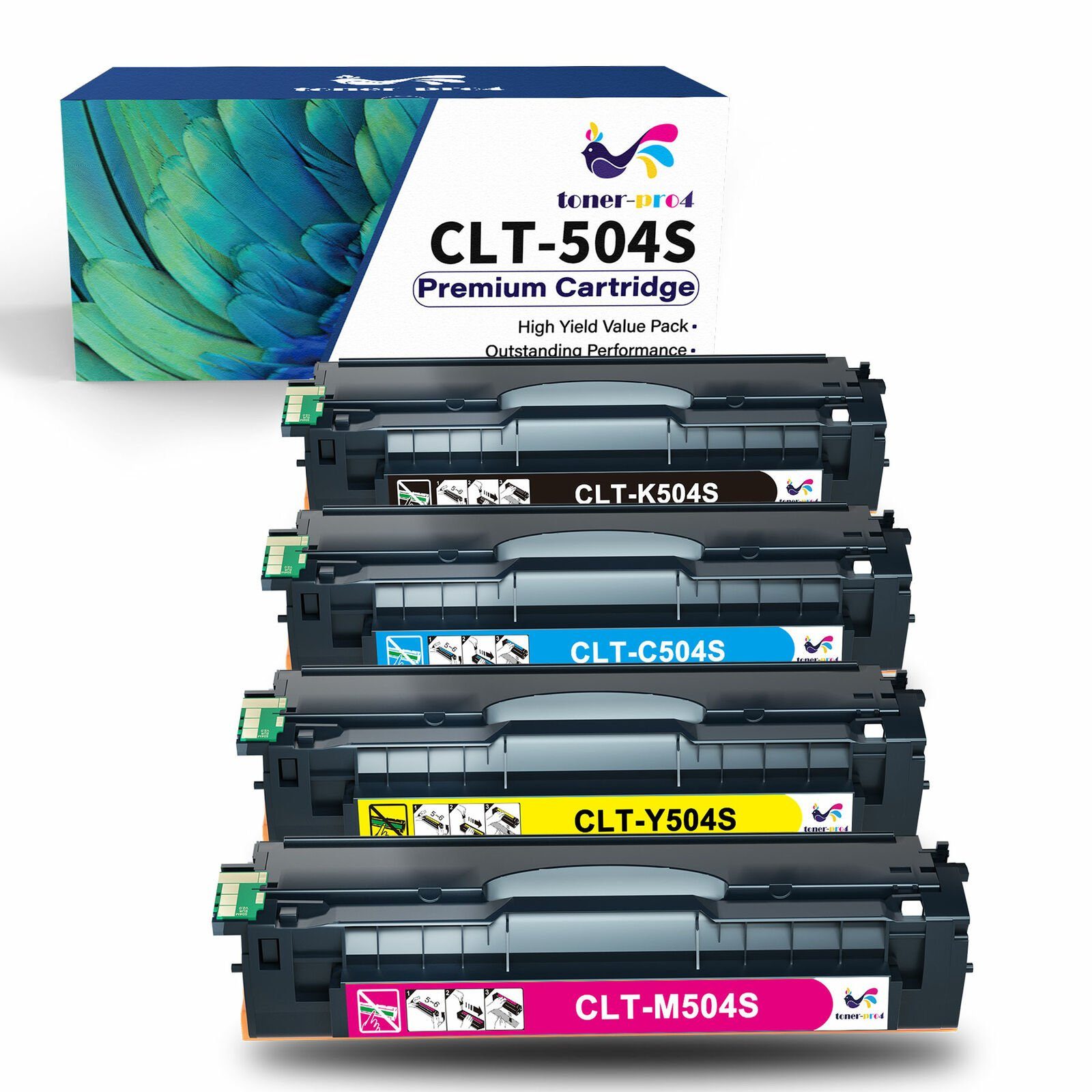 ONLYU Tonerkartusche 4 Toner CLT-504S für Samsung, (CLX-4170 4190 4195N 4195FN 4195FW), Xpress C1810W C1860FW CLP-415 415N 415NW 470 475