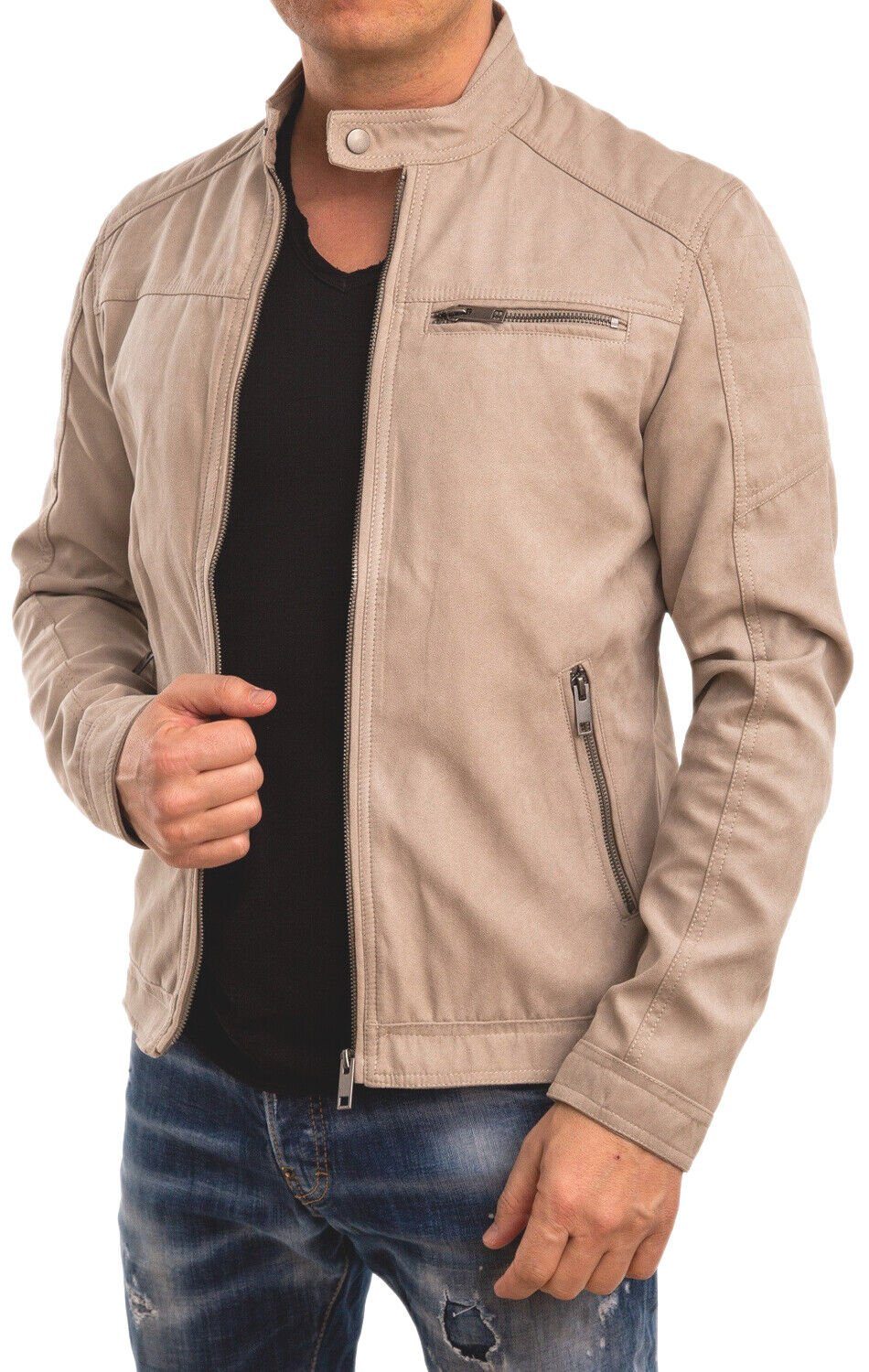 Jack & Jones Lederjacke Biker Jacke aus Lederimitat