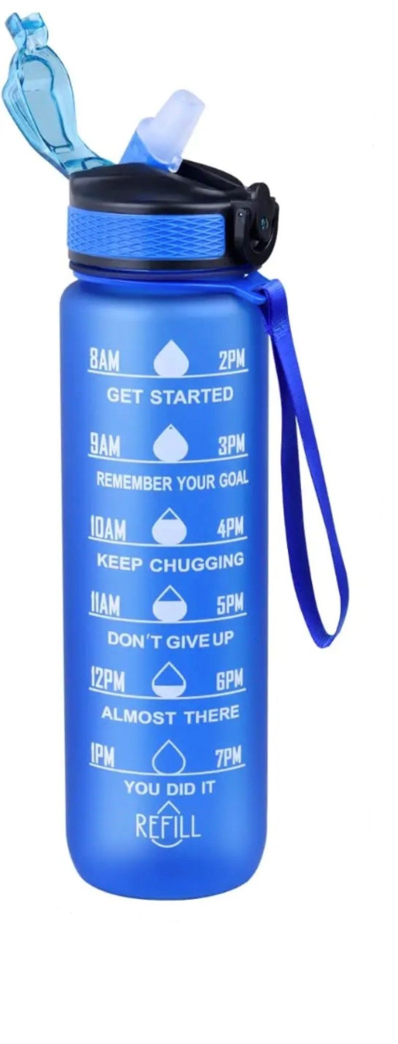 Botells Trinkflasche Sport Trinkflasche, Motivation, Wasserflasche + Strohhalm & Shakerball, Trinke während deiner Aktivität, leicht, auslaufsicher, motivierend