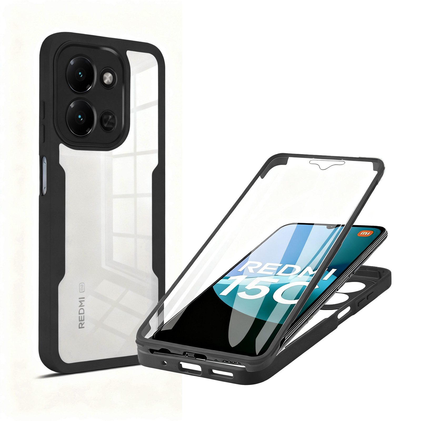 betterfon Handyhülle für Xiaomi Redmi 15C 2-teiliges 360° TPU Schutzcase, Vollschutz Case mit integriertem Displayschutz und klarer Sicht