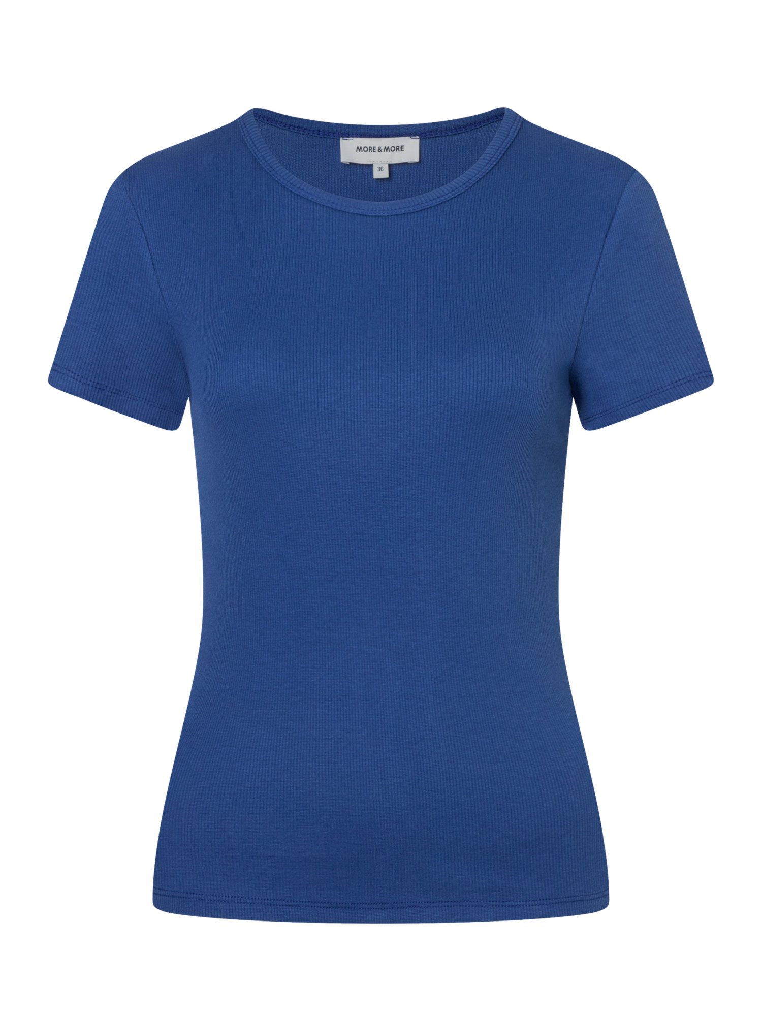 MORE&MORE Kurzarmshirt schmales Basic-Stretch-Rippshirt