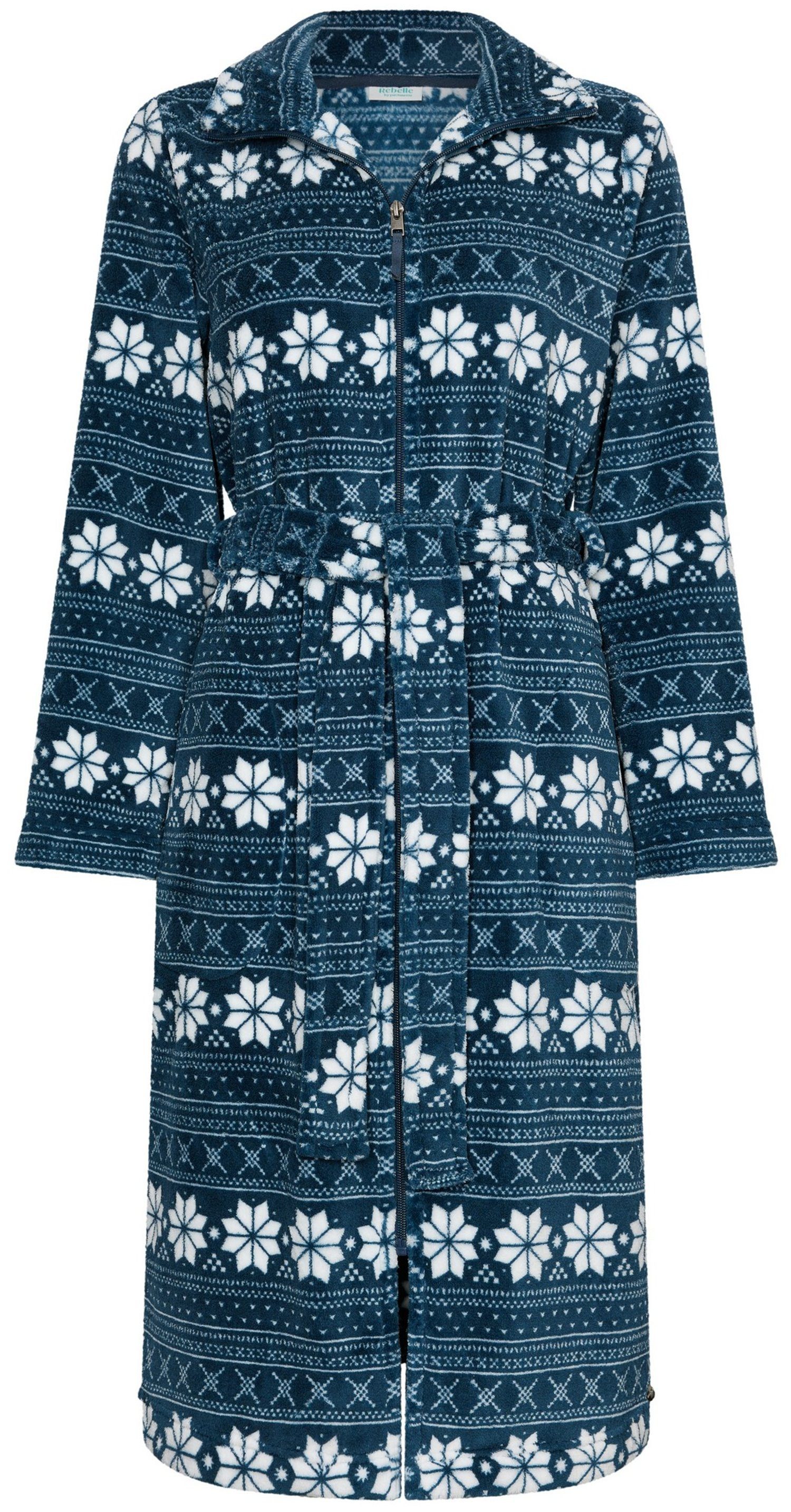 Rebelle Damenbademantel Damen Morgenmantel Fleece, Polyester, Reißverschluss, kuschelige Qualität
