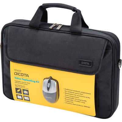 DICOTA Laptoptasche Value Toploading Kit mit kabelgebundener Maus