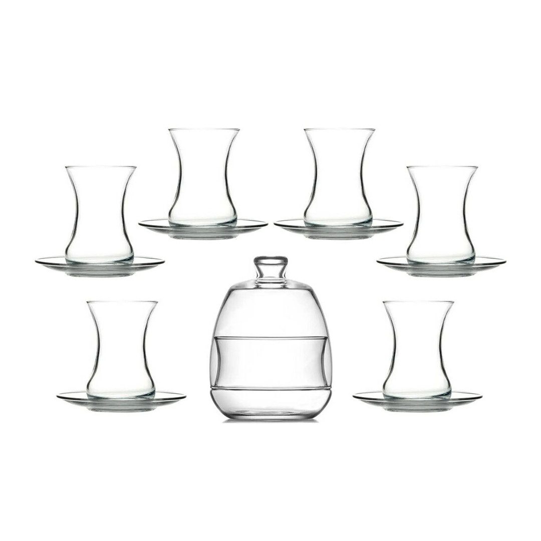 LAV Teeglas BASAK, Glas, Teeglas Set 6 Personen inklusive Zuckerdose aus Glas