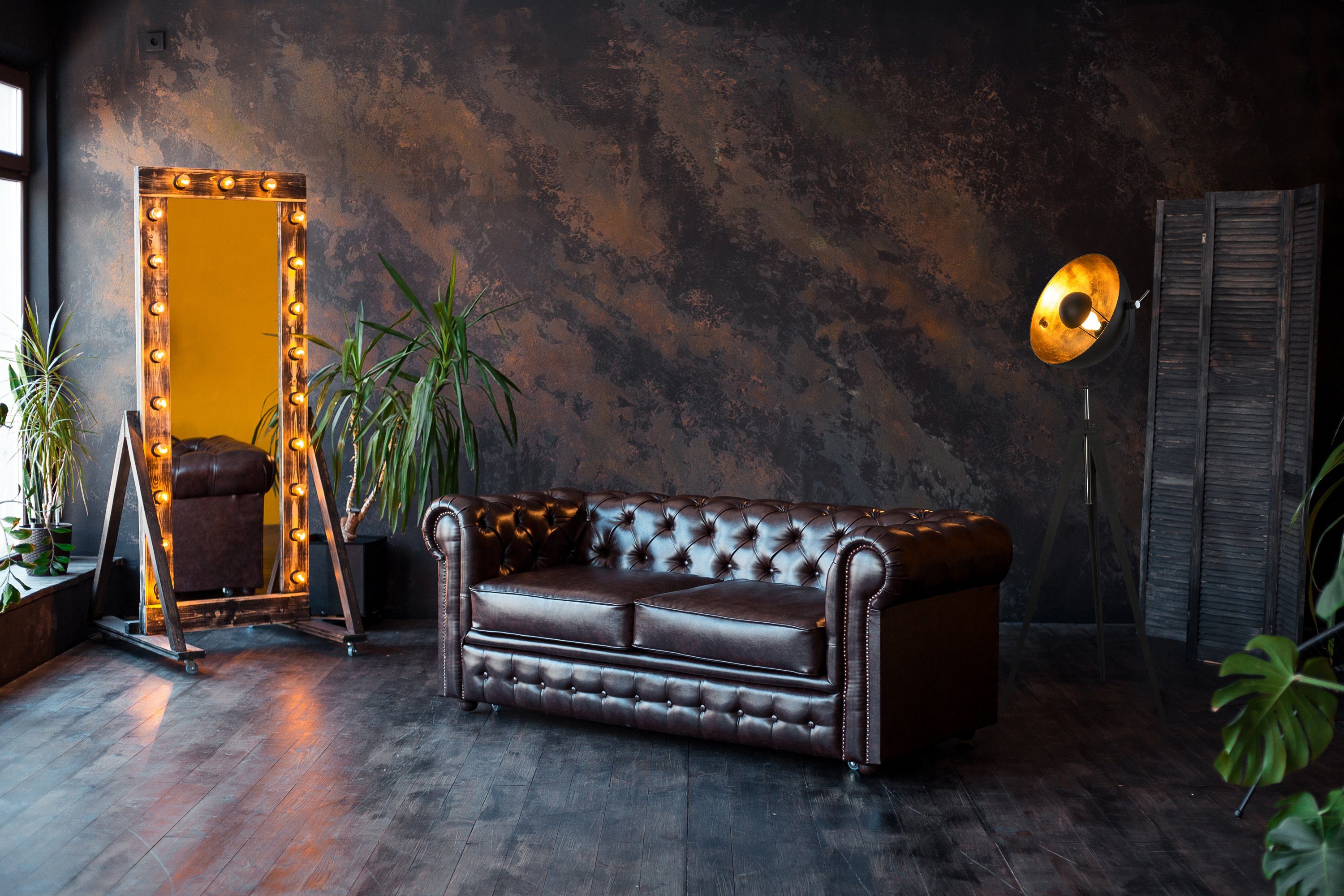 OTTO home Stehlampe Elenoire, ohne Leuchtmittel, Höhe verstellbar, schwarz / goldfarben, Metallschirm Ø 40 cm