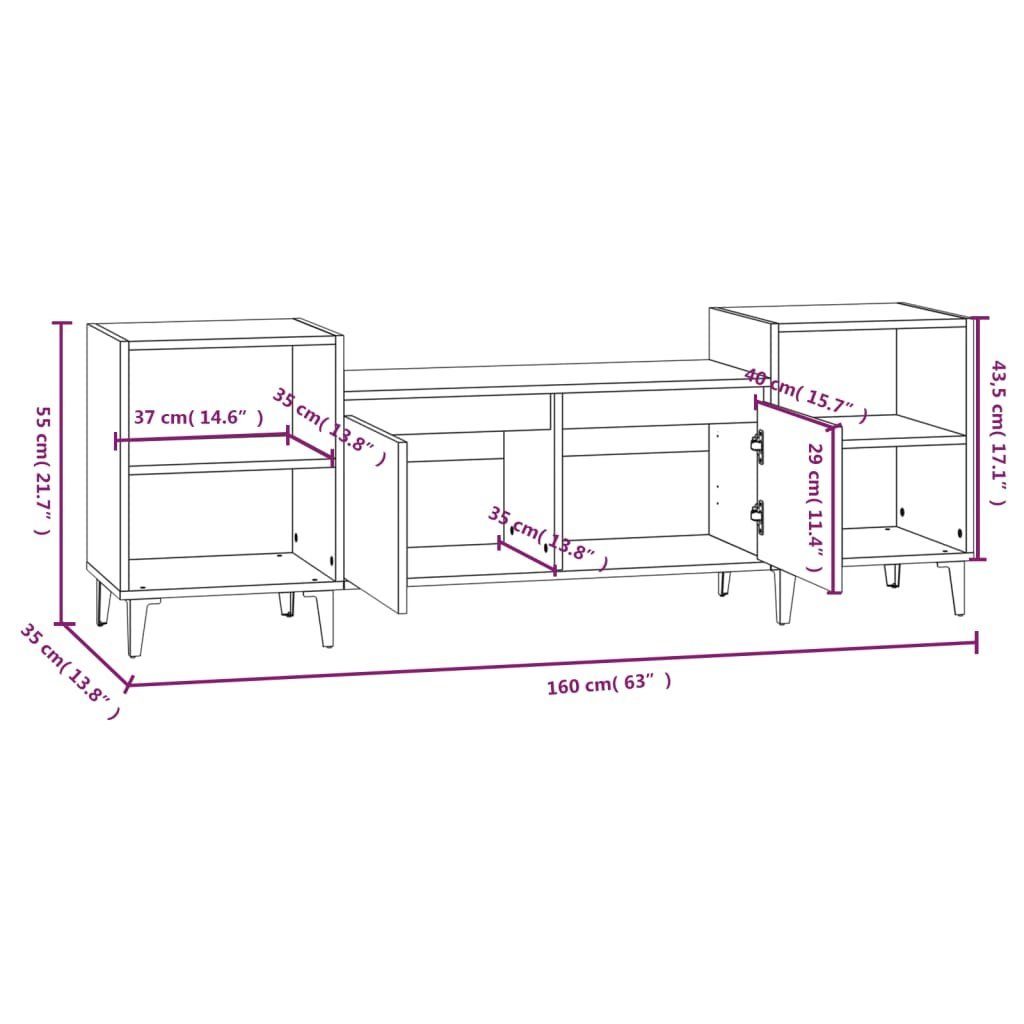 TV-Schrank furnicato Hochglanz-Weiß 160x35x55 Holzwerkstoff cm