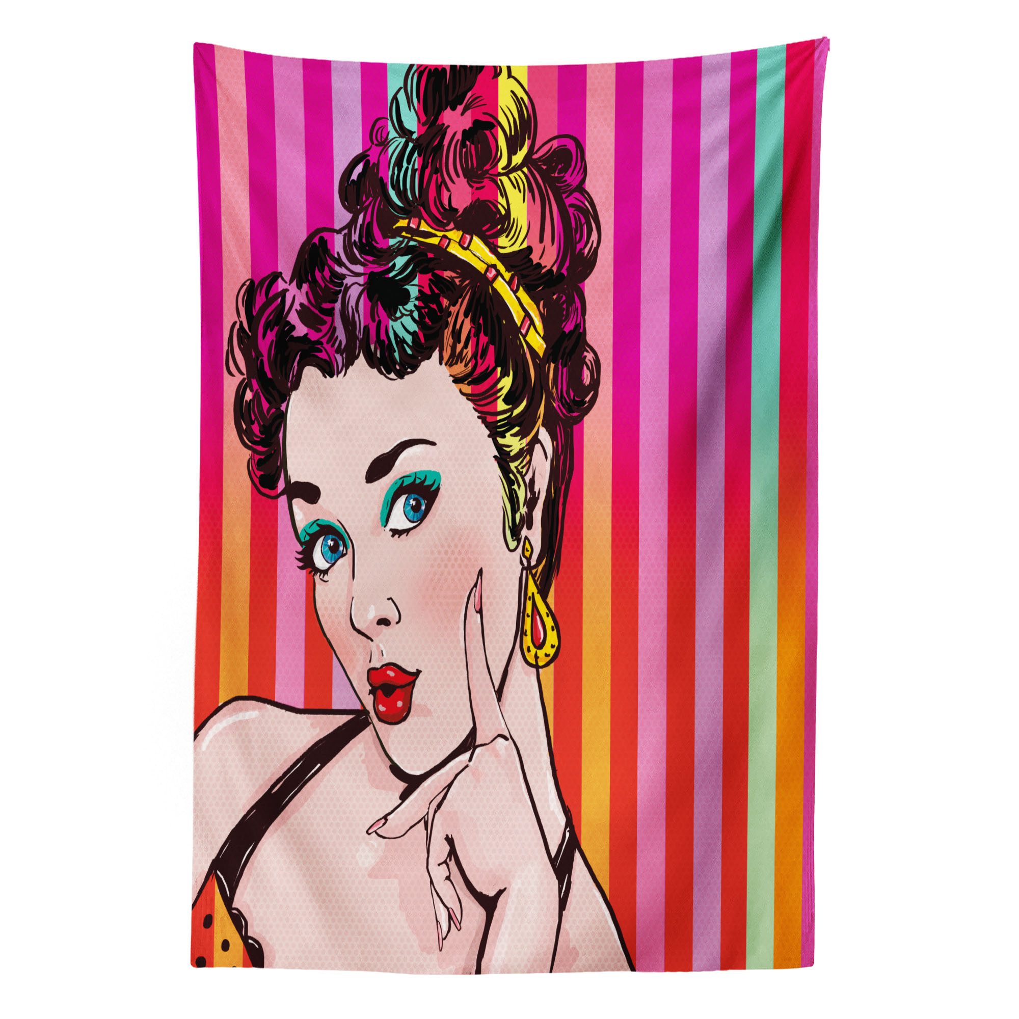 Abakuhaus Wandteppich aus Weiches Mikrofaser Stoff Für das Wohn und Schlafzimmer, rechteckig, Kunst Blaue gemusterte Frau Pop-Art