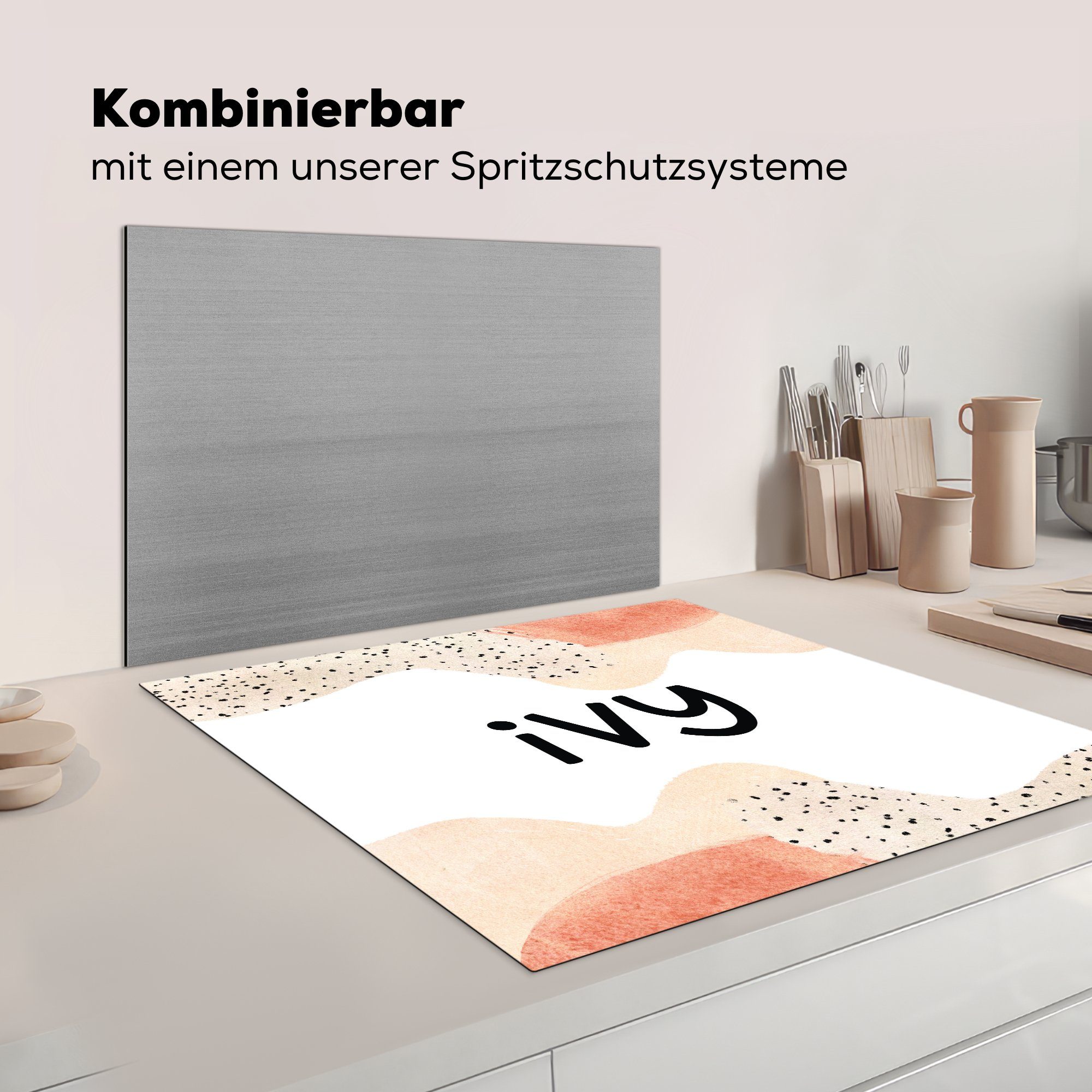 Efeu - 78x78 Arbeitsplatte Ceranfeldabdeckung, Herdblende-/Abdeckplatte Vinyl, küche tlg), Pastell (1 MuchoWow für - cm, Mädchen,