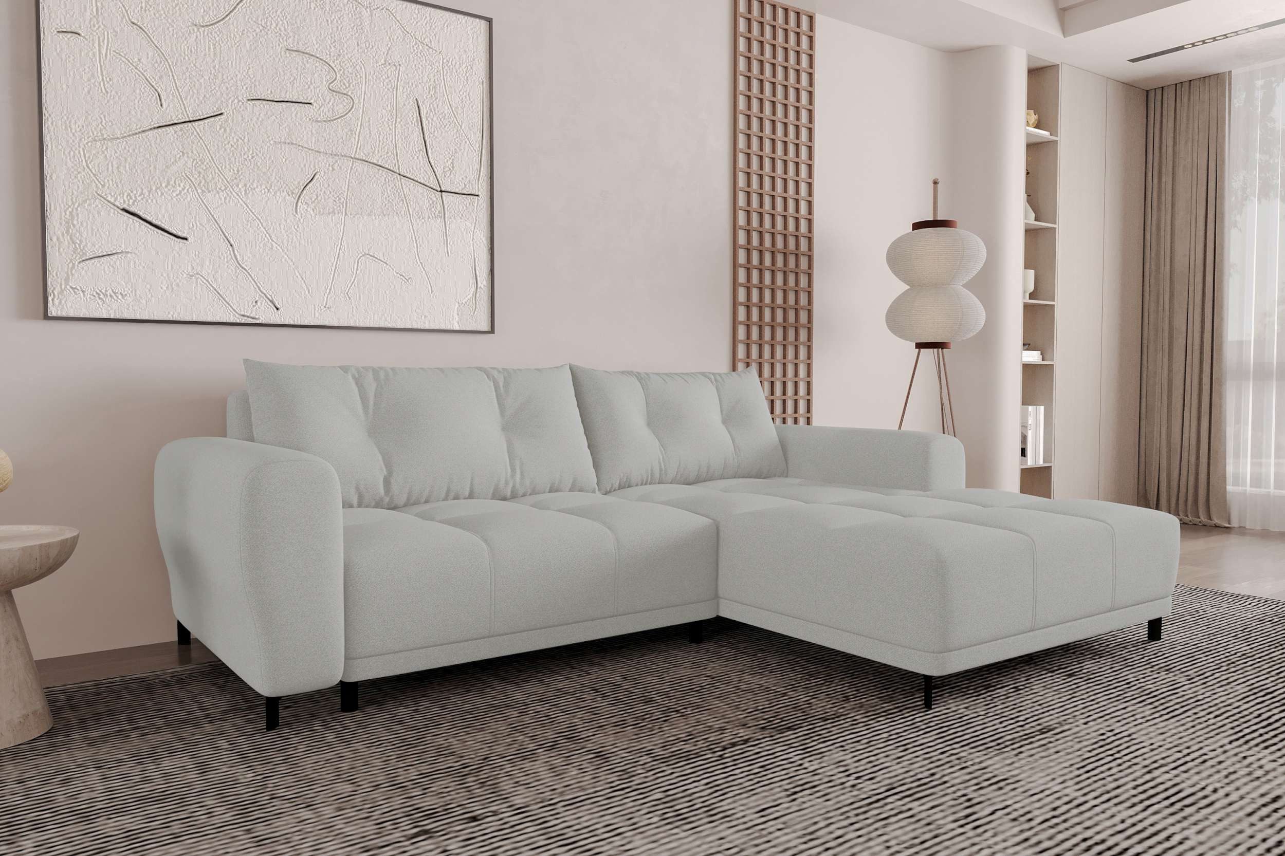 99rooms Ecksofa Massimo, Sofa L-Form, Eckcouch, mit Schlaffunktion,Rundumbezug, in Strukturstoff NEVE