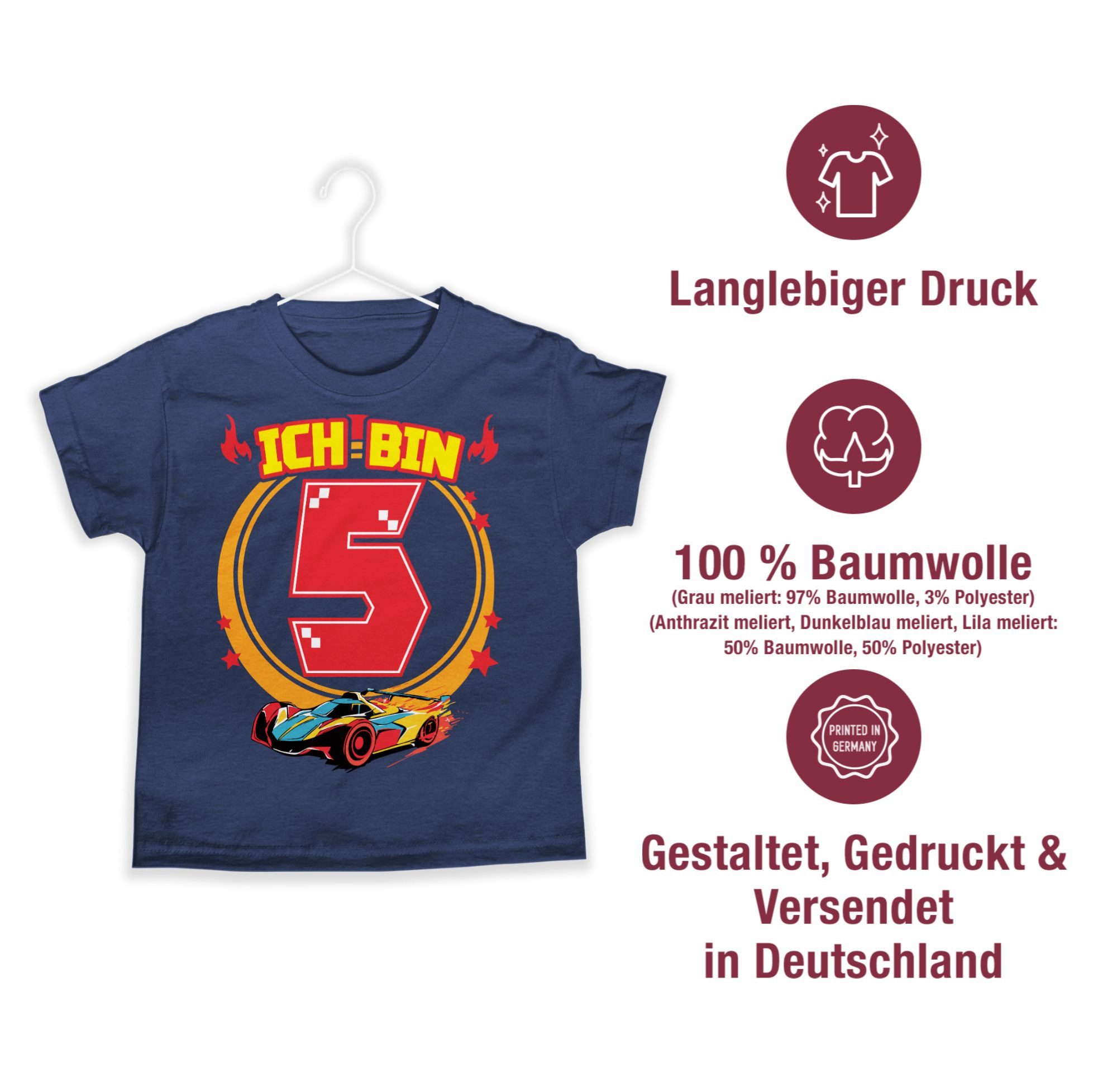 Shirtracer T-Shirt Ich bin 5 - Rennauto (1-tlg) Hot Wheels Jungen