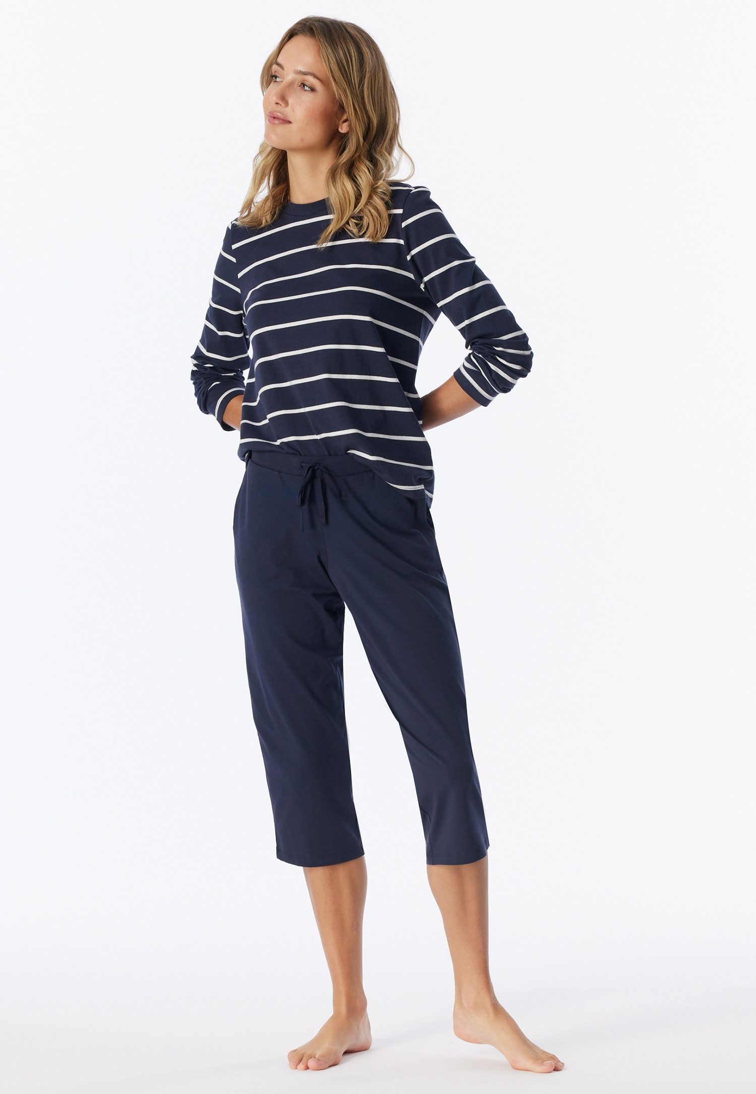 Schiesser 3/4-Hose Mix + Relax Cotton-Mix, Gummizug, Bindeband, seitliche Taschen