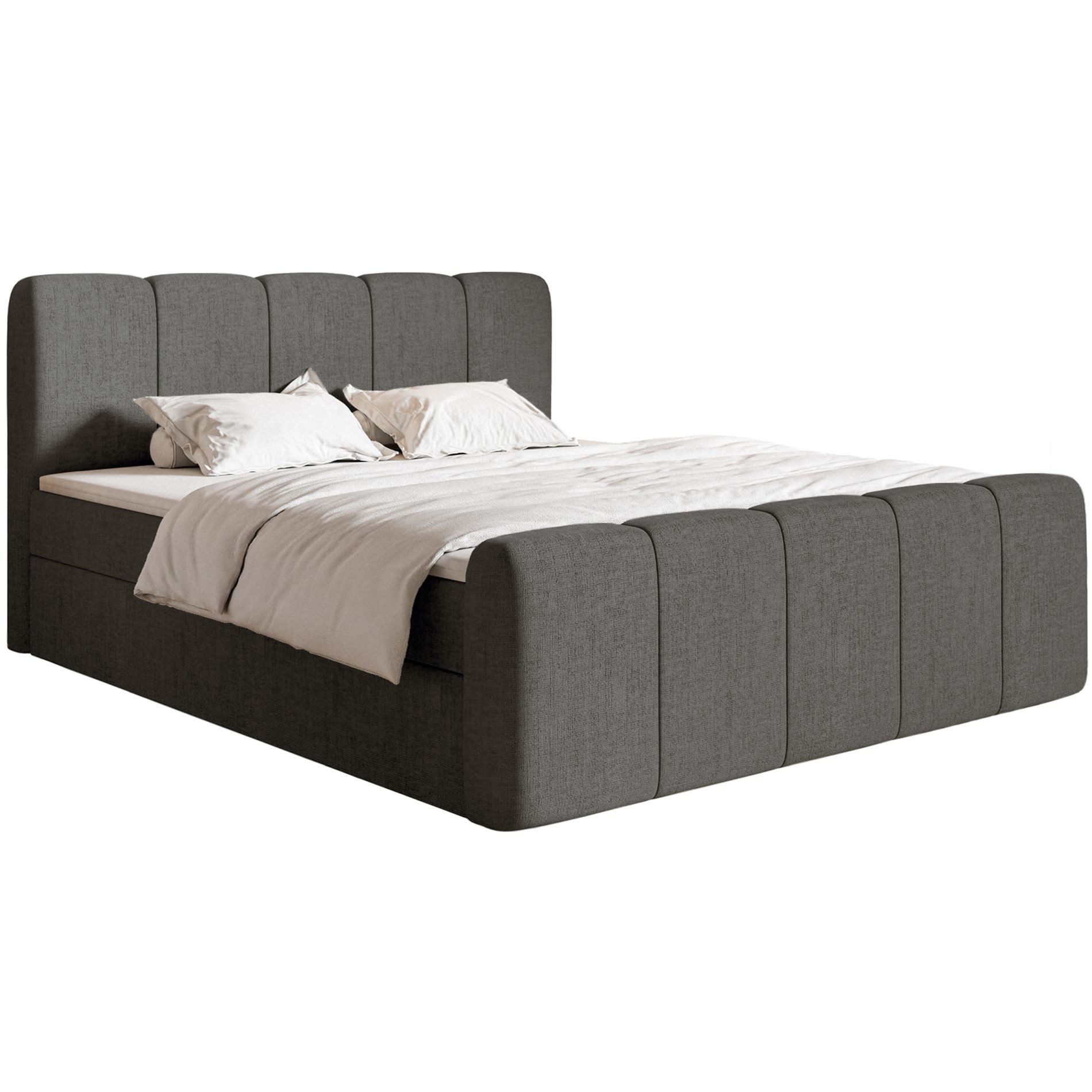 Selsey Boxbett CLOUDY II, Polsterbett mit Bettkasten, Matratze & Topper, Bouclé oder Chenille