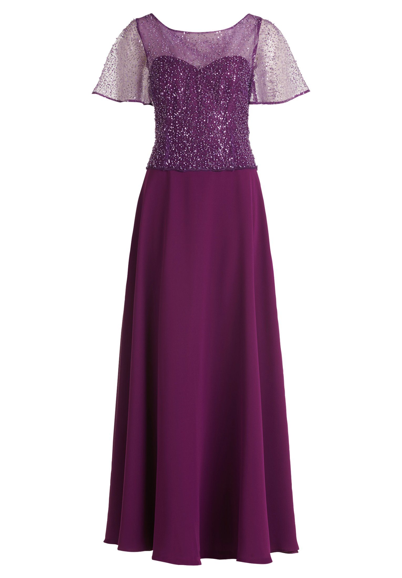 Materialmix Purple mit Vera Maxikleid Mont (1-tlg) Real Stickerei