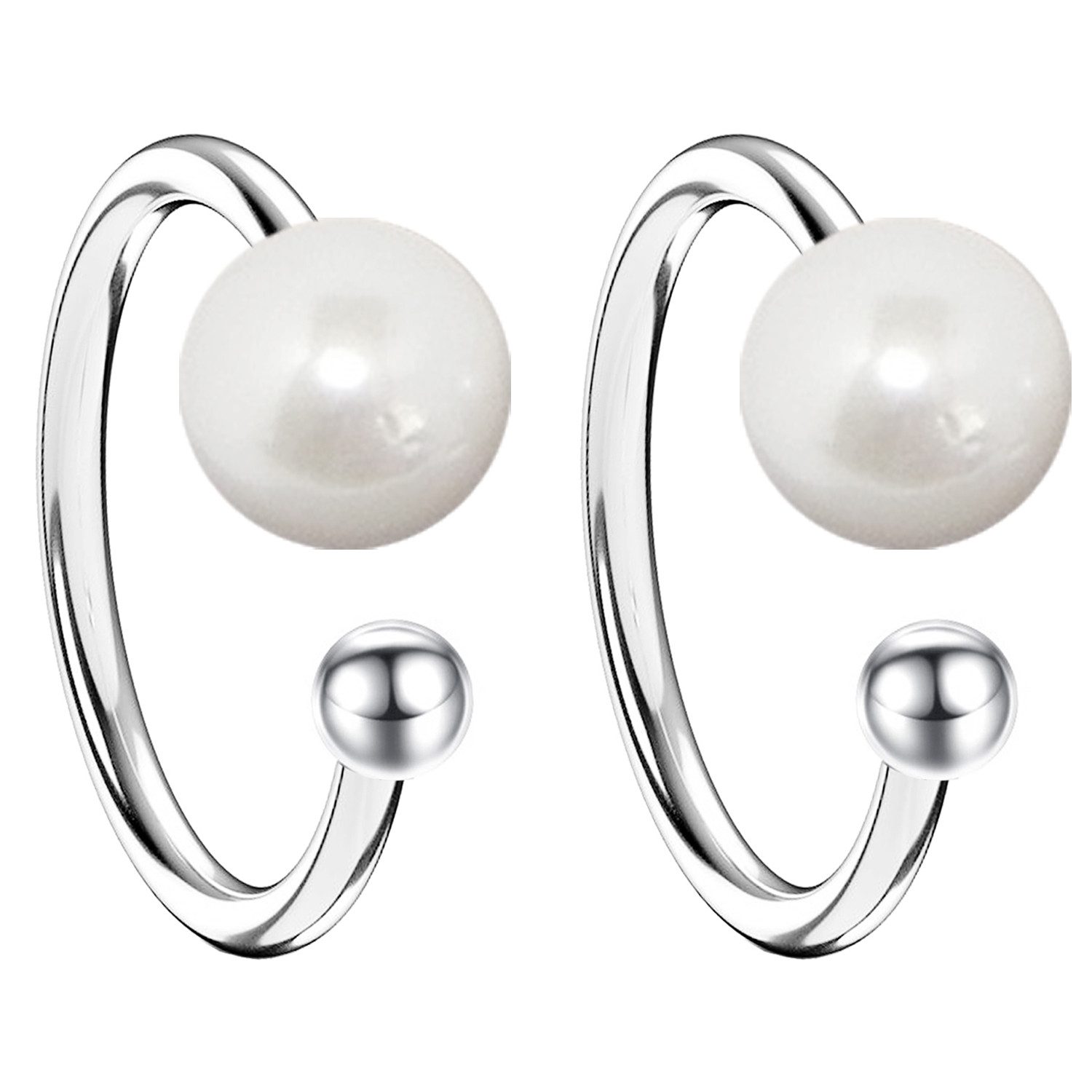Ohrklemme Damen Ohrklemme Ohrringe Ohrmanschette Ear Cuff Set Fake Perlen Silber
