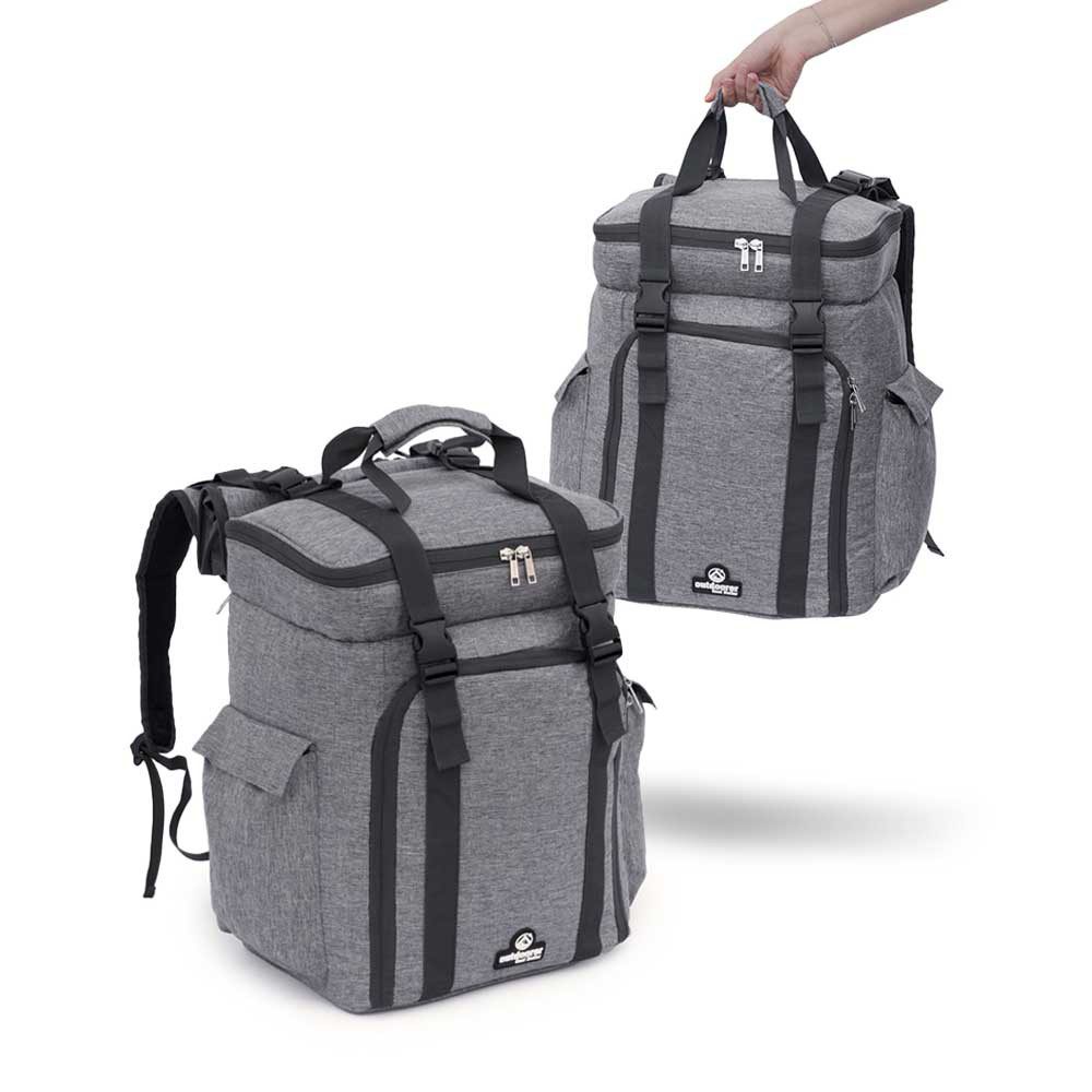 outdoorer Kühltasche Cool Butler 35 grau - Kühlrucksack für Camping, Picknicks & Strand, 35 l Volumen, 2-in-1-Rucksack, isoliert, hält lange warm & kalt