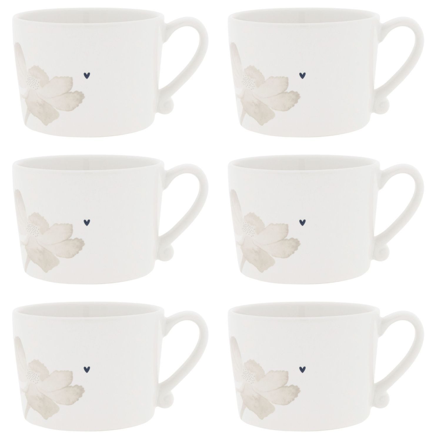 Bastion Collections Tasse Beige Titan, Keramik, Spülmaschinengeeignet, Weiß, Blume, H: 7.2cm