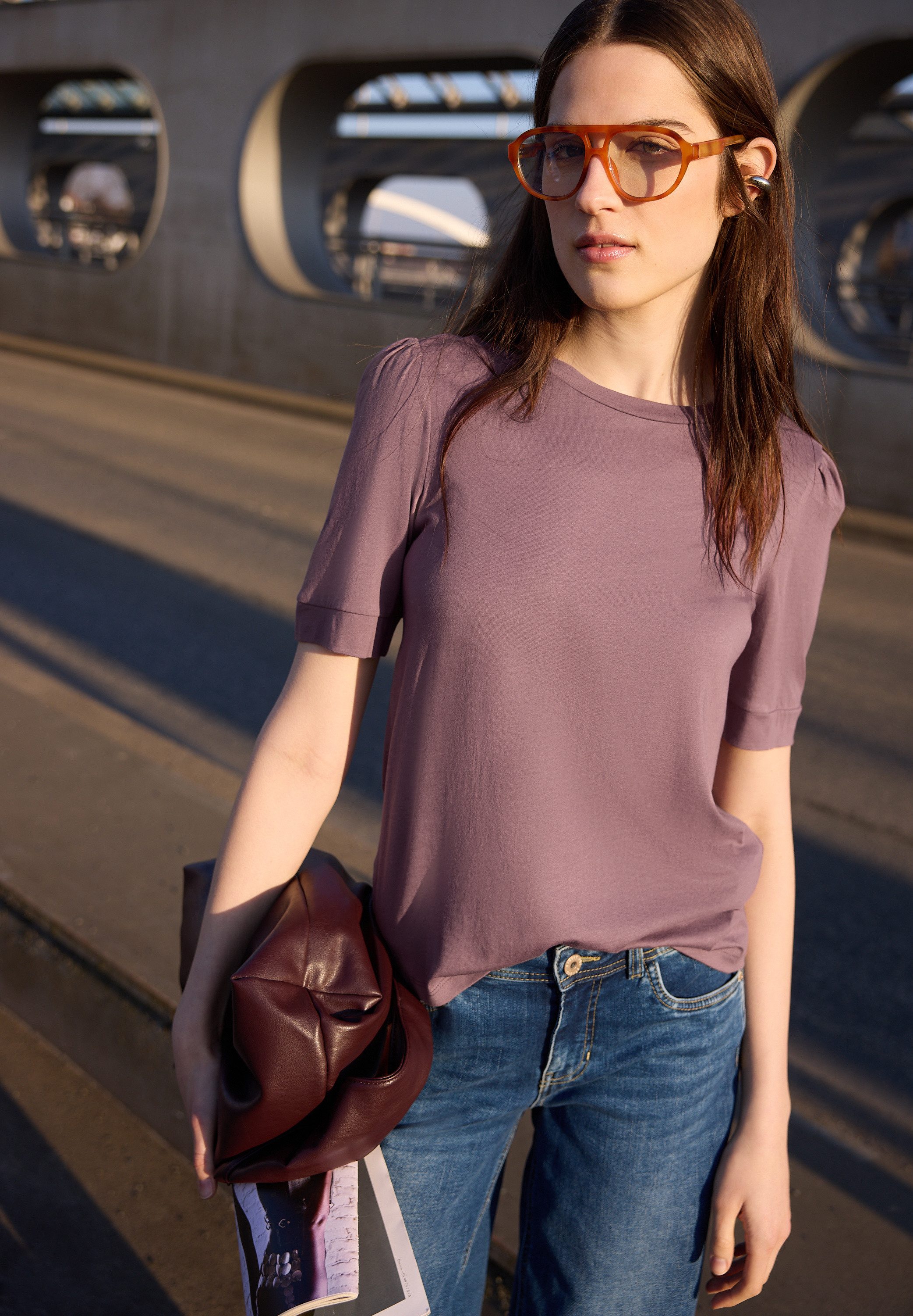STREET ONE STUDIO Rundhalsshirt mit Rundhalsausschnitt
