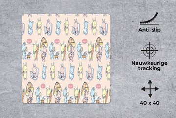 MuchoWow Gaming Mauspad Muster - Kaninchen - Cartoon - Pastell - Kinder (1-St), Mousepad mit Rutschfester Unterseite, Gaming, 40x40 cm, XXL, Großes