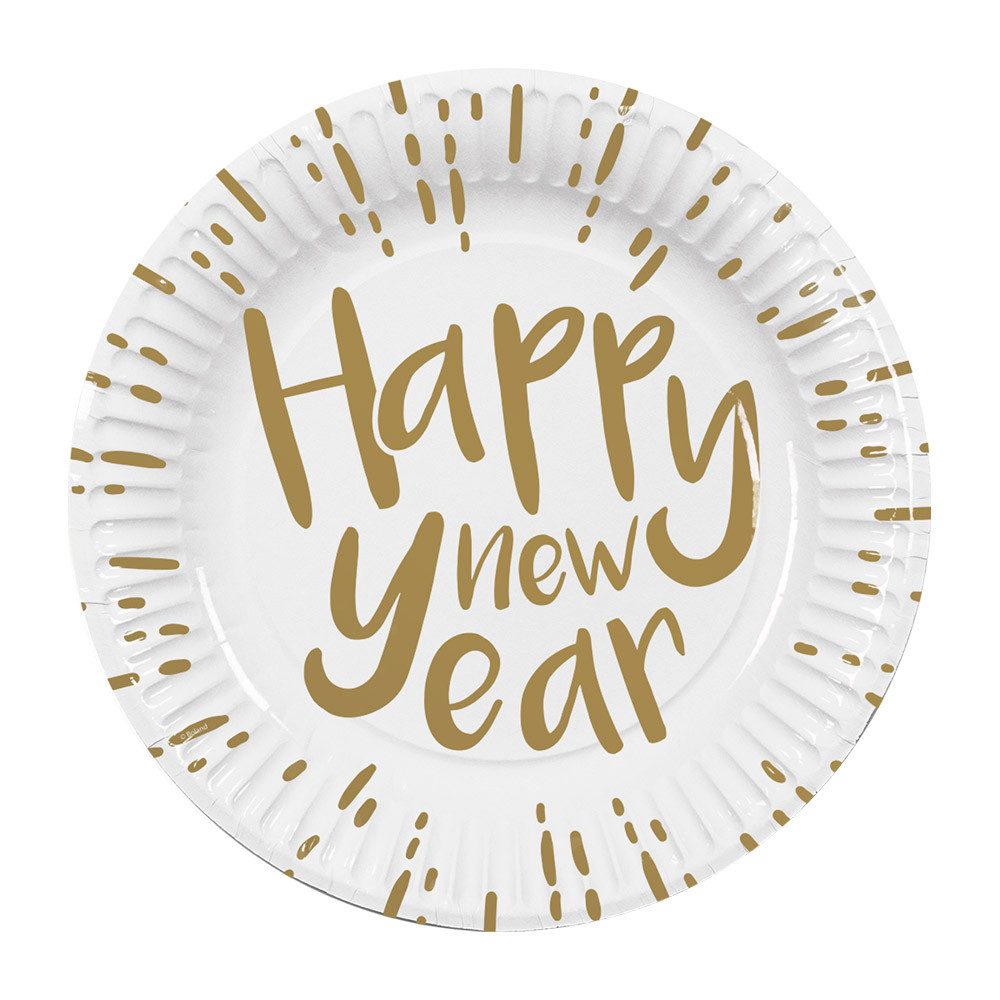 Amscan Hängedekoration Silvester Papier Teller 'Happy New Year', 10 Stüc